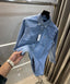Ralph  Lauren Mid Blue 2 Embroidery Logo Denim Shirt