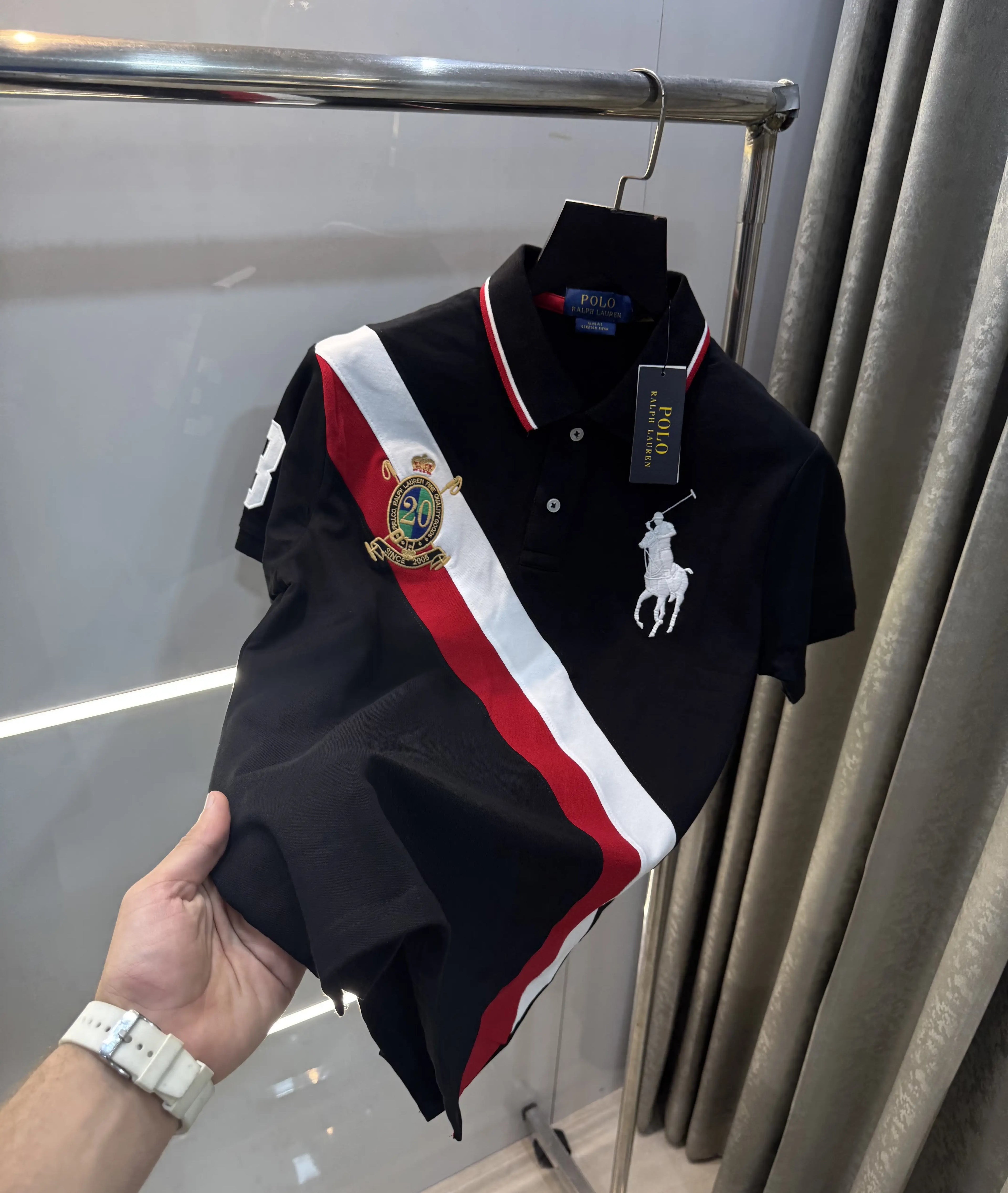 Ralph Lauren Black Embroidery Logo premium Polo T-shirt