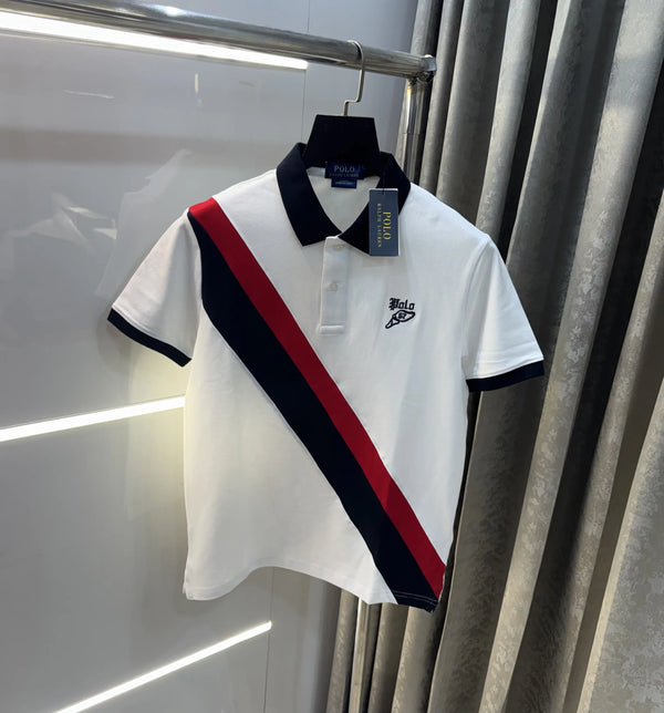 Ralph Lauren White Embroidery Logo premium Polo T-shirt
