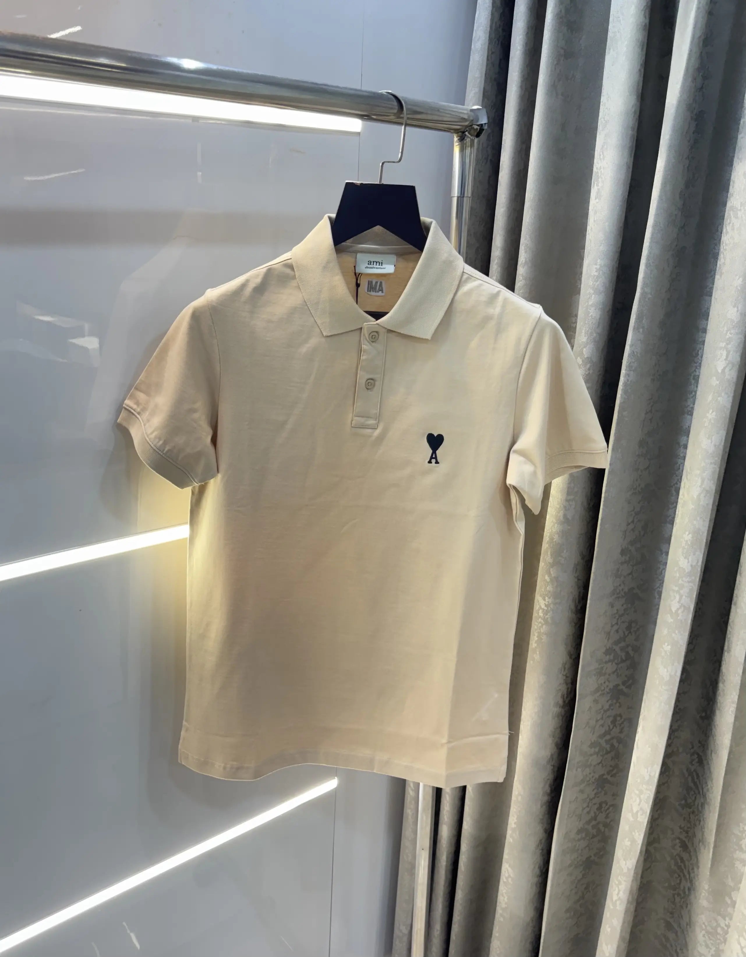 Ami paris Cream Logo Work Premium Imported T-Shirt Main image