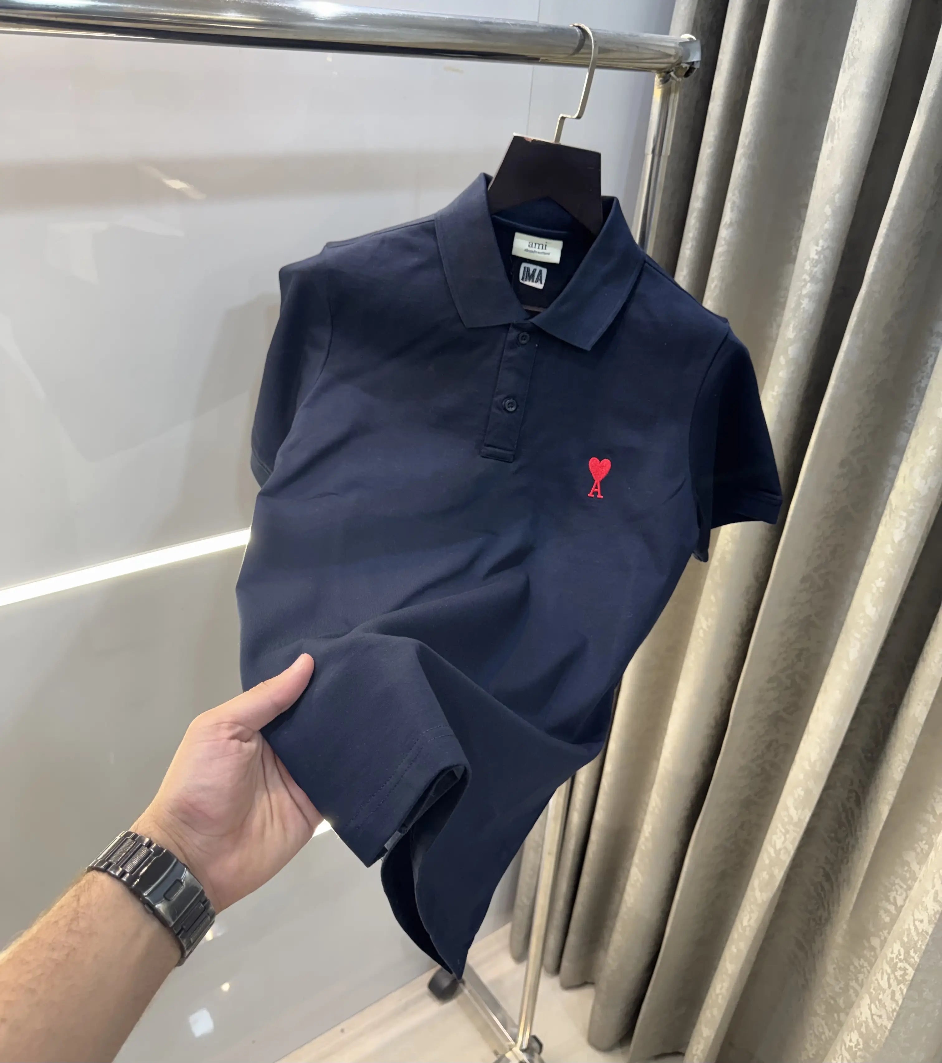 Ami paris Navy Blue Logo Work Premium Imported T-Shirt