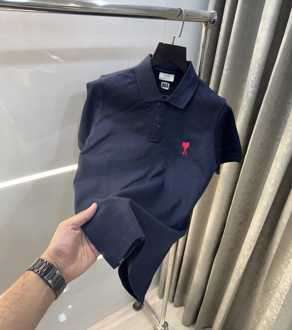 Ami paris Navy Blue Logo Work Premium Imported T-Shirt