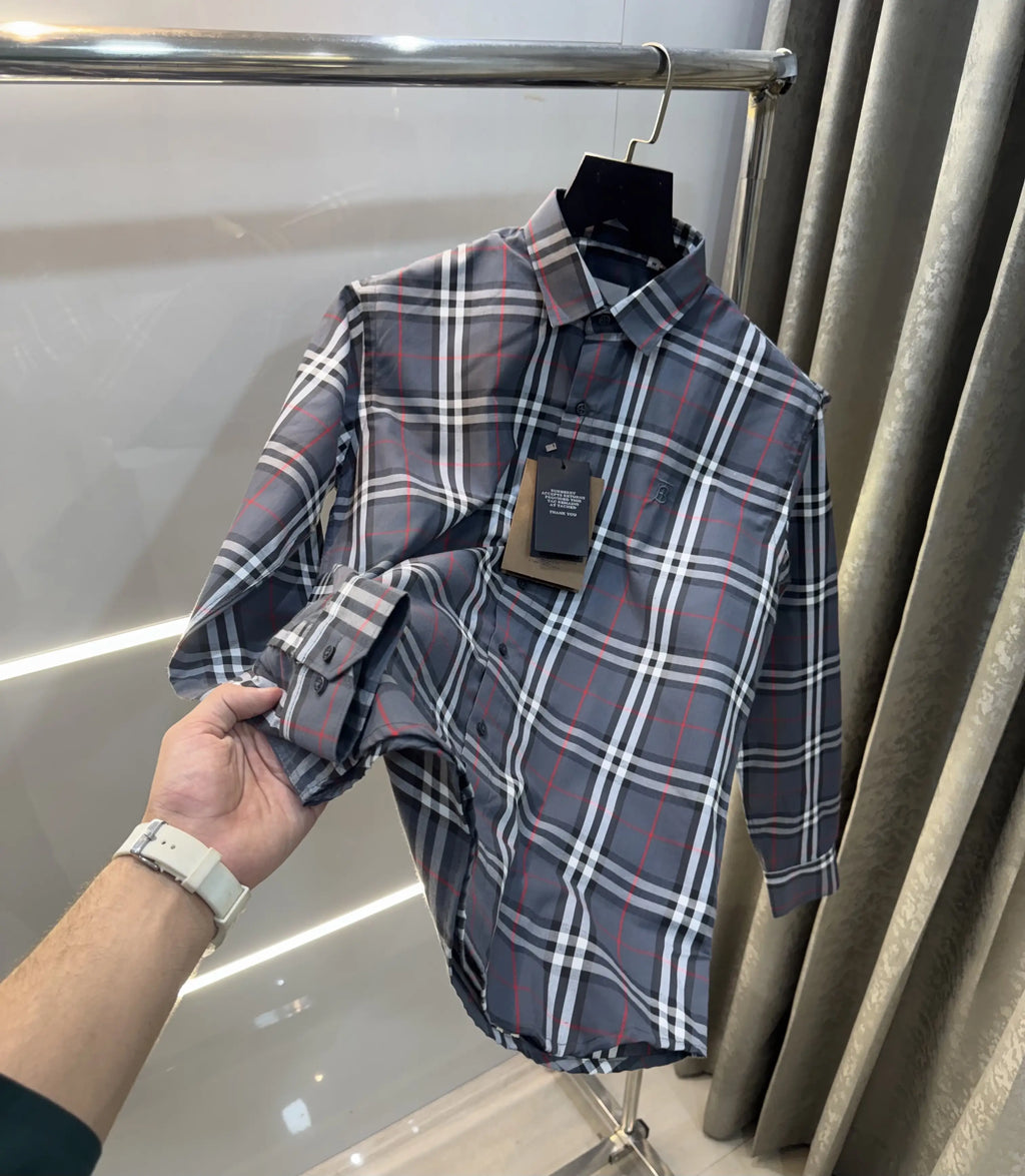 Burberry Grey Small Checks Premium Shirt