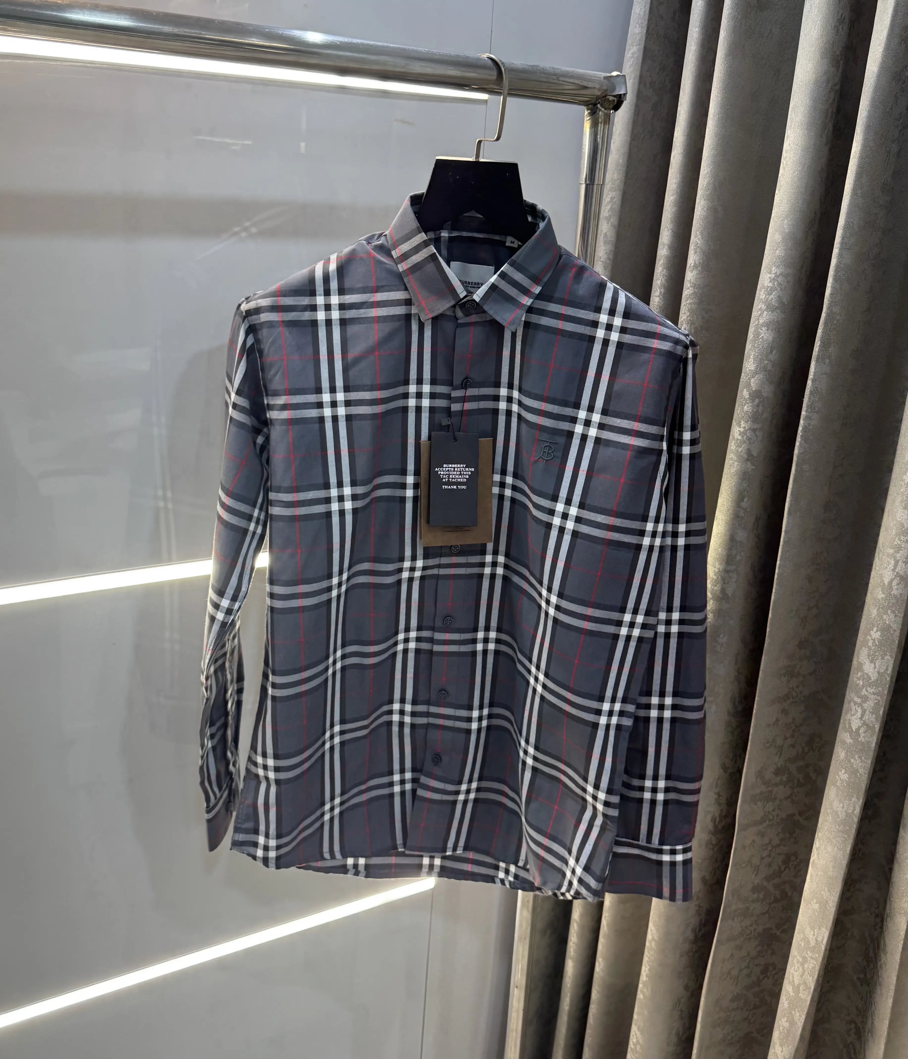 Burberry Grey Small Checks Premium Shirt