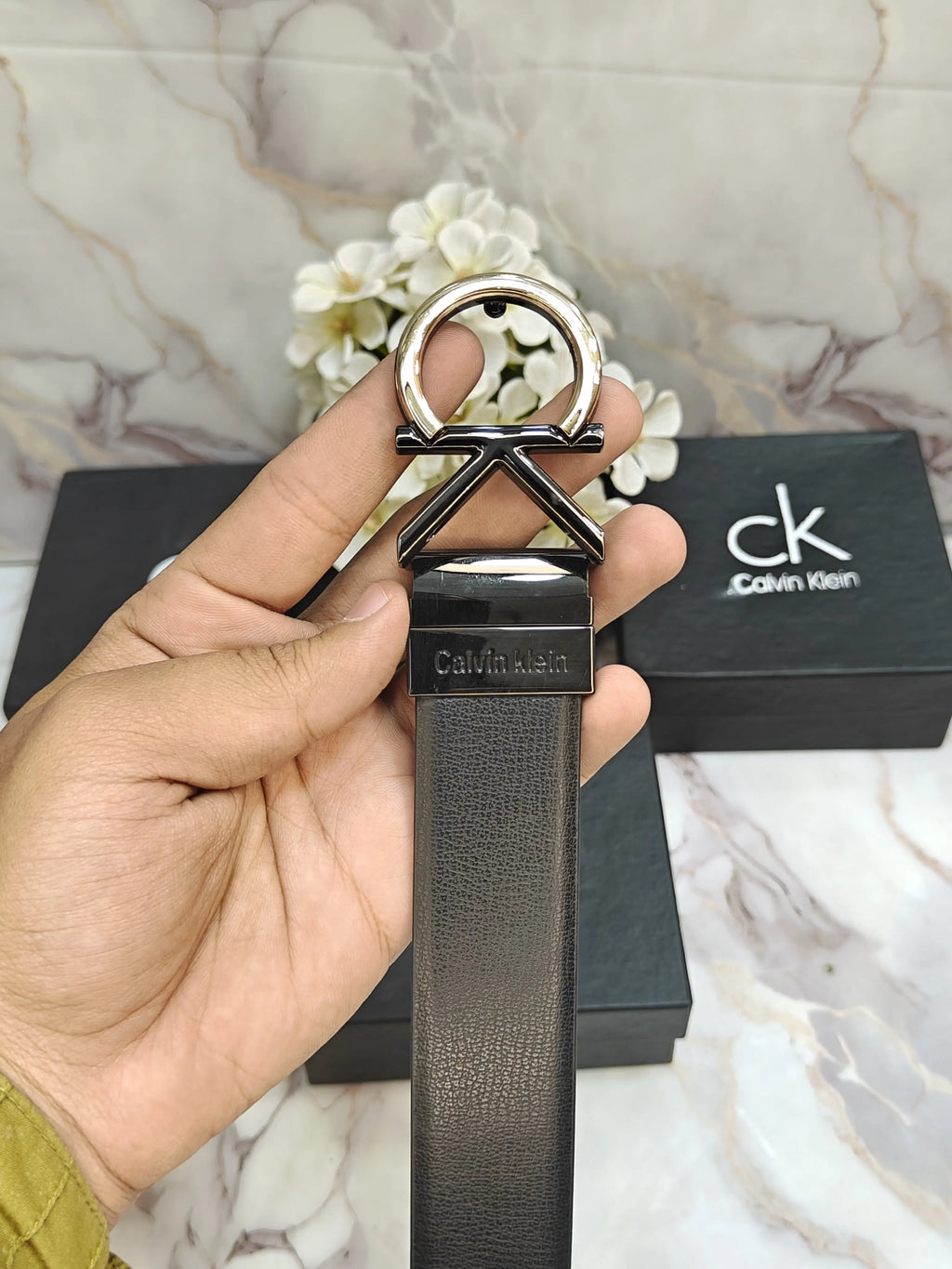 CK CALVIN KLEIN PREMIUM QUALITY REVERSEABLE BELT WITH OG BOX CK-510