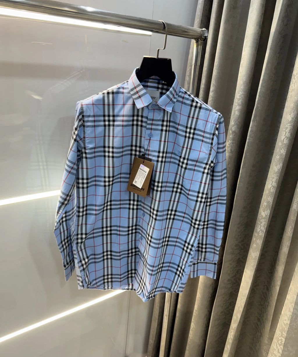 Burberry Sky Blue Small Checks Premium Shirt