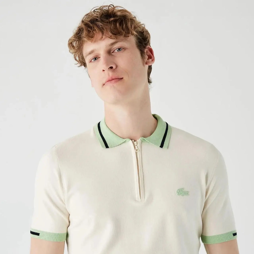 Lacost e Cream Embroidery Logo Premium Polo T-Shirt