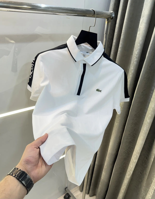 Lacost e White Zip Premium Polo T-Shirt