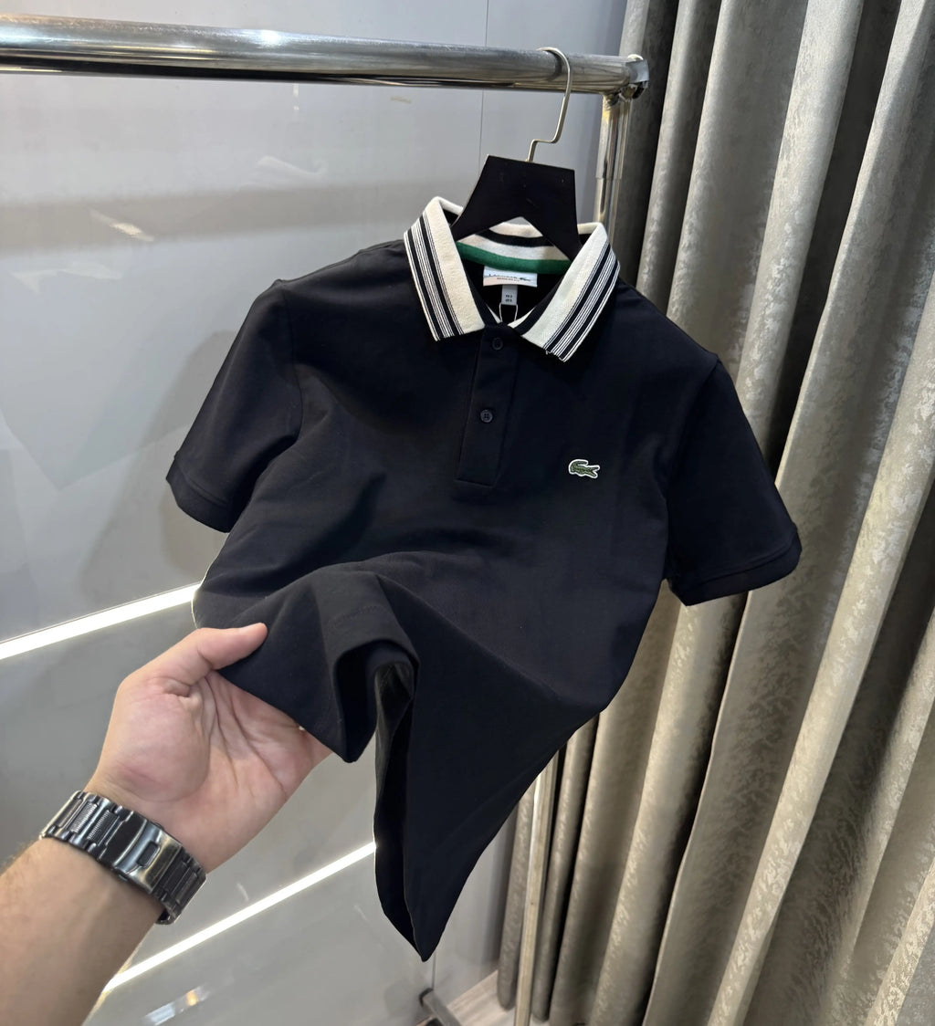 Lacost e Black Embroidery Logo Premium Polo T-Shirt