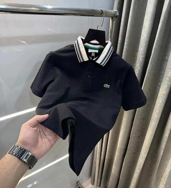 Lacost e Black Embroidery Logo Premium Polo T-Shirt