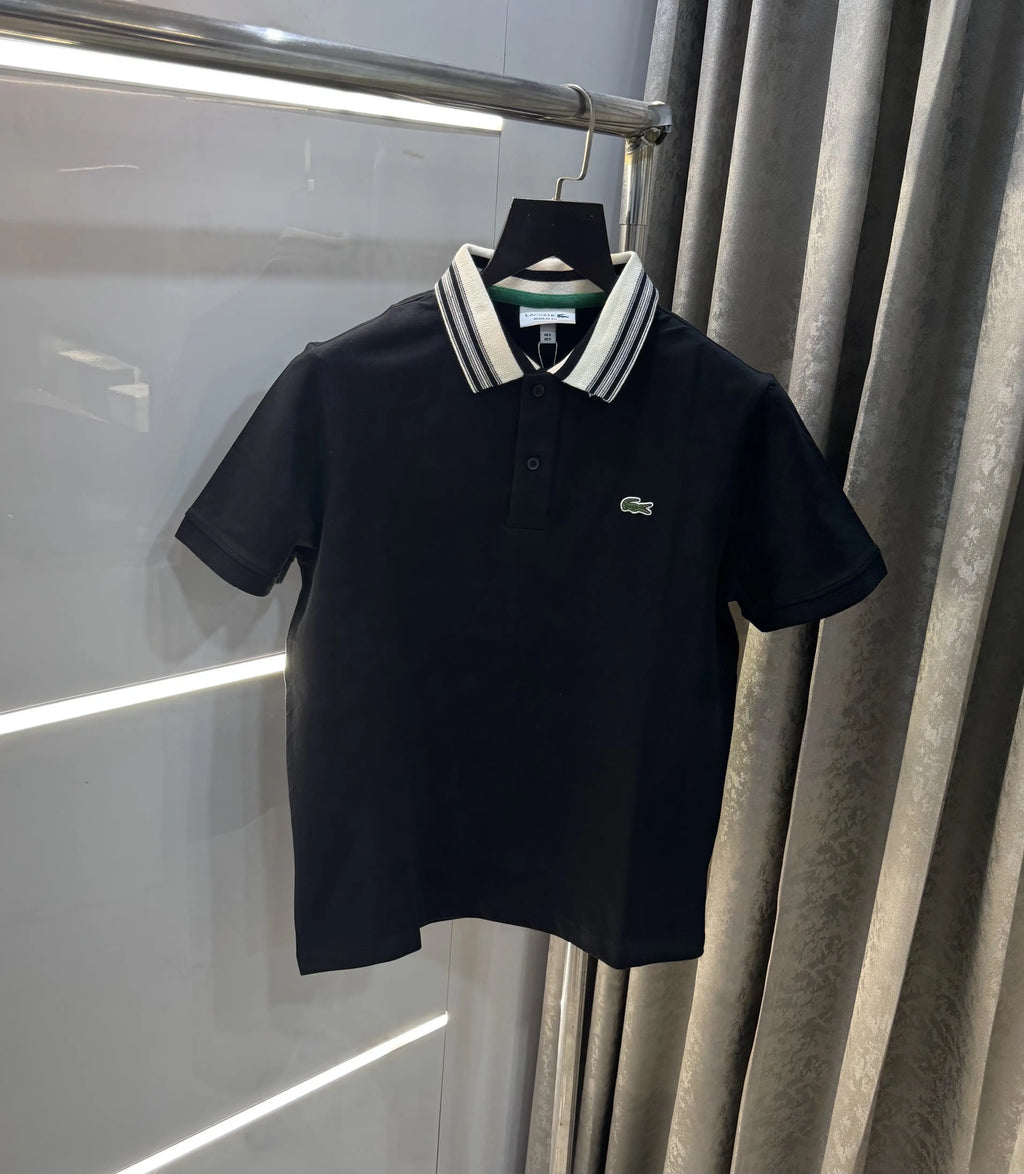 Lacost e Black Embroidery Logo Premium Polo T-Shirt