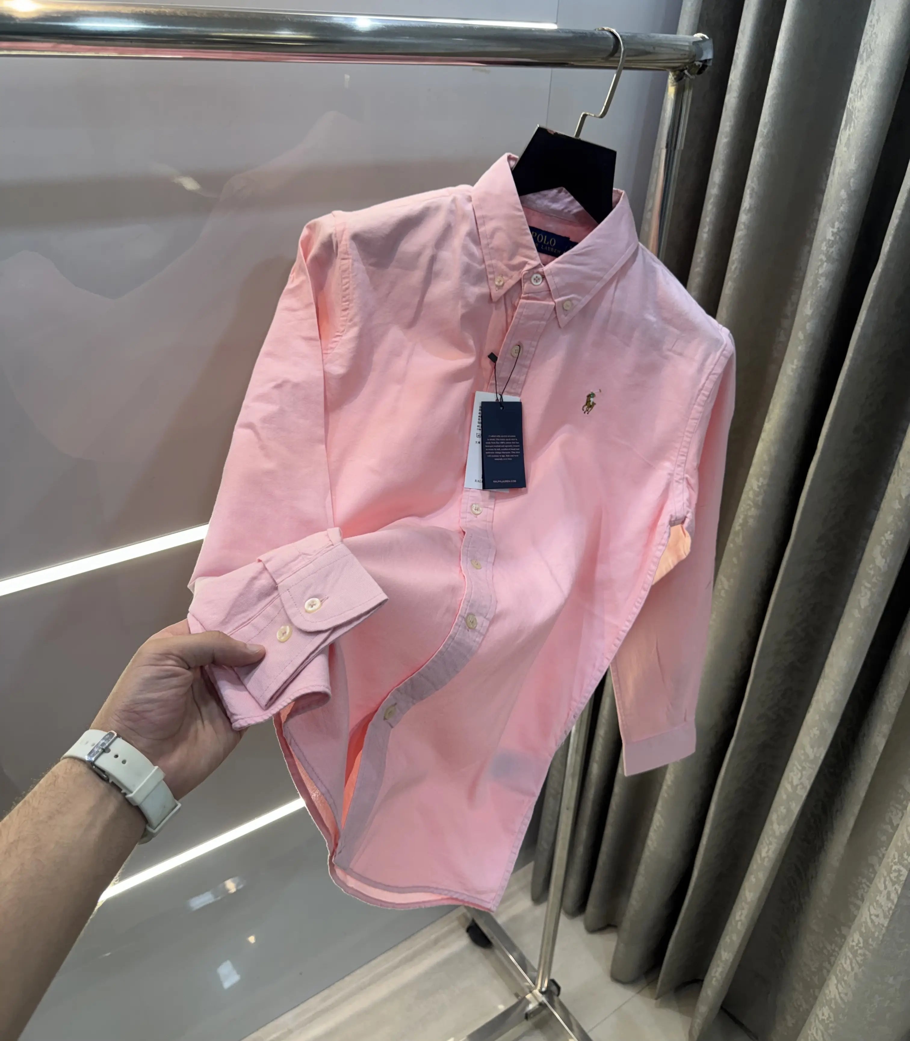Ralph  Lauren Pink Embroidery Logo Classic Shirt