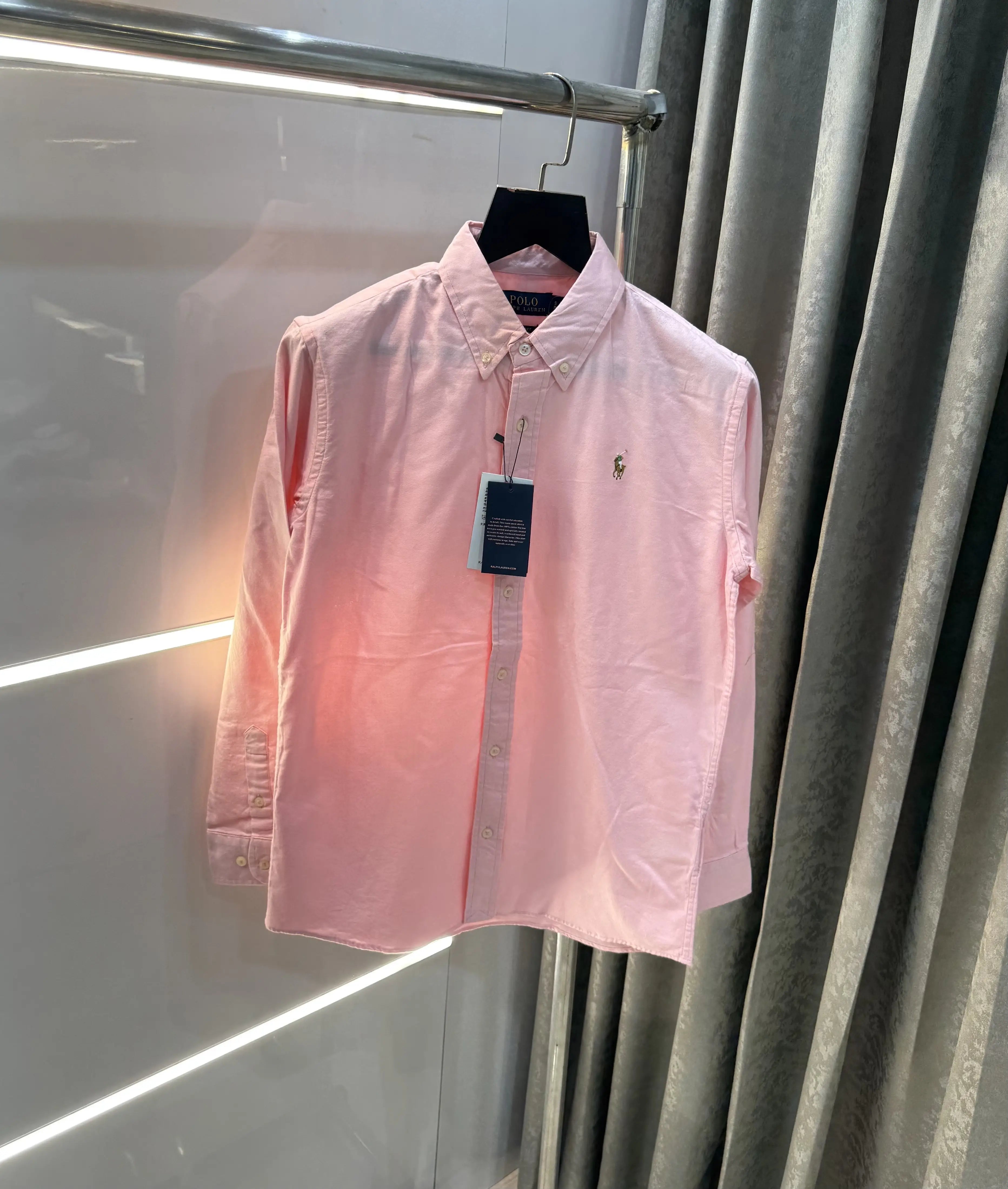 Ralph  Lauren Pink Embroidery Logo Classic Shirt