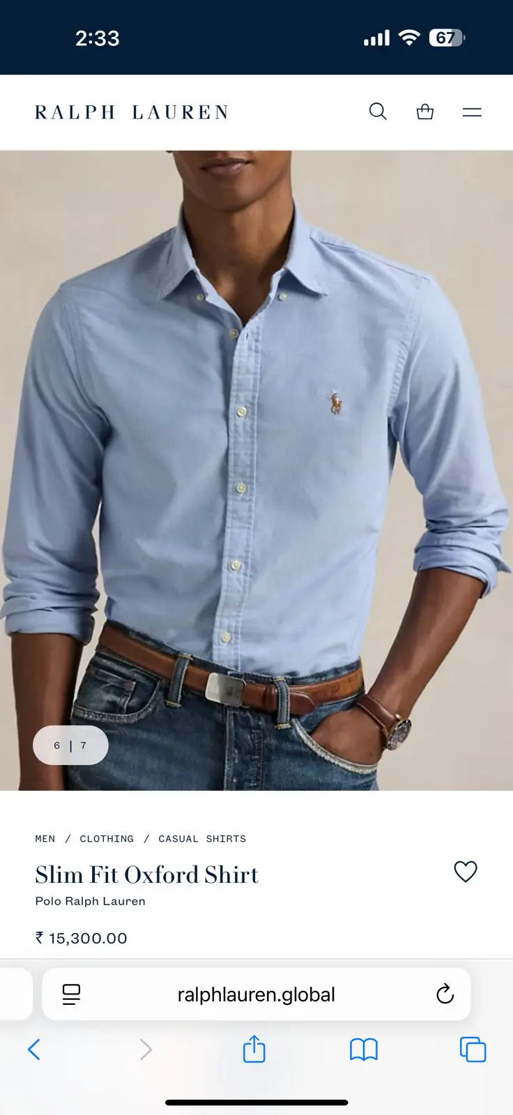 Ralph  Lauren Sky Blue Embroidery Logo Classic Shirt Main image