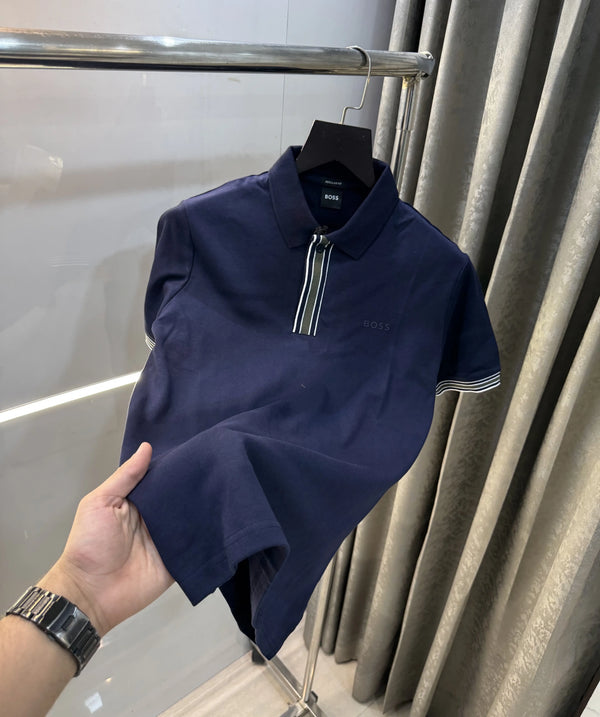 Hugo Boss Navy Blue Premium Polo T-Shirt