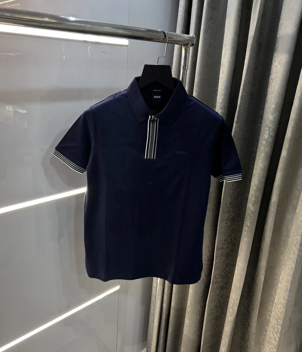 Hugo Boss Navy Blue Premium Polo T-Shirt