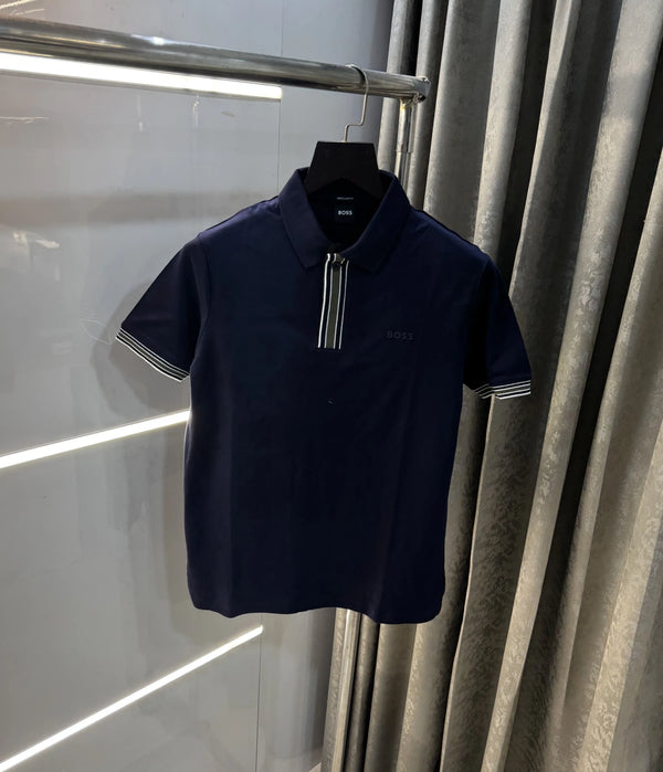 Hugo Boss Navy Blue Premium Polo T-Shirt