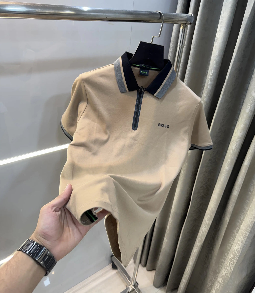 Hugo Boss Beige Premium Polo T-Shirt