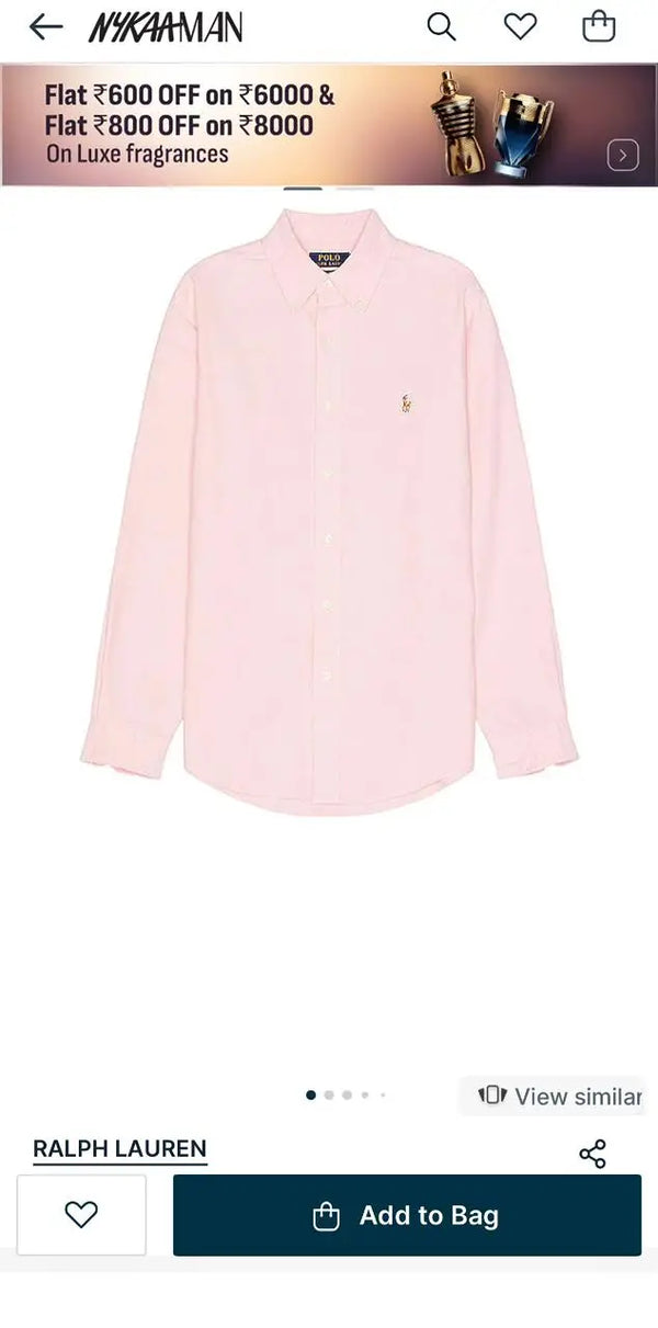 Ralph  Lauren Pink Embroidery Logo Classic Shirt