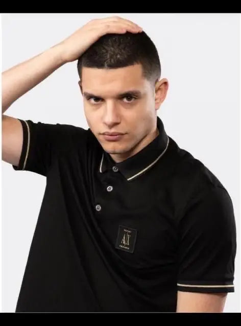 Arman i Exchange Black Patch Logo Premium Polo T-Shirt