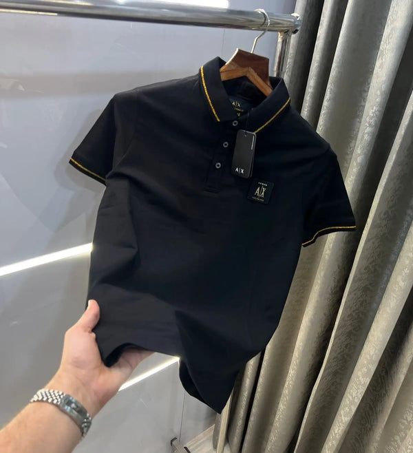 Arman i Exchange Black Patch Logo Premium Polo T-Shirt