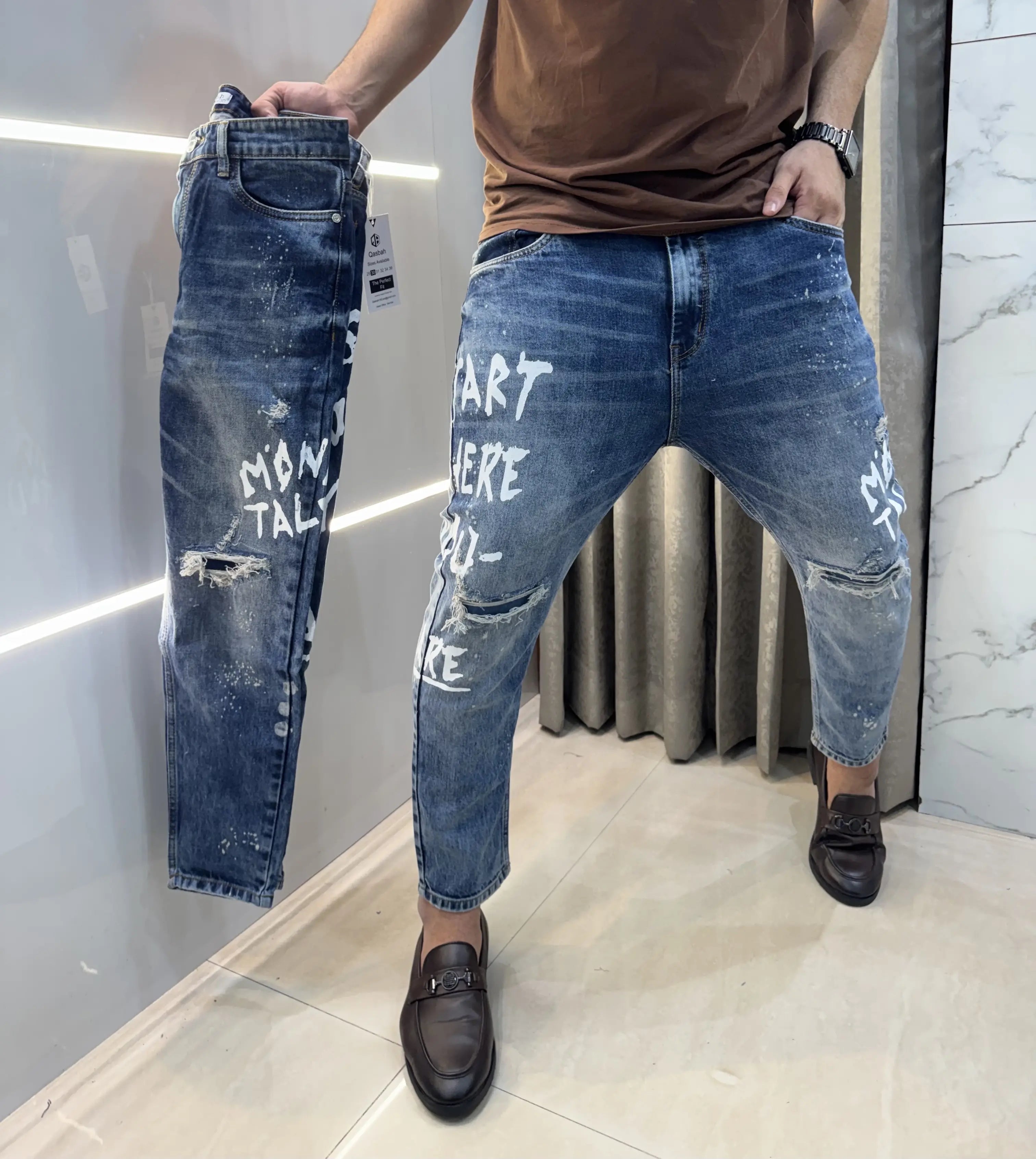 Qasbah mid Blue Designer Imported Turkey Denim