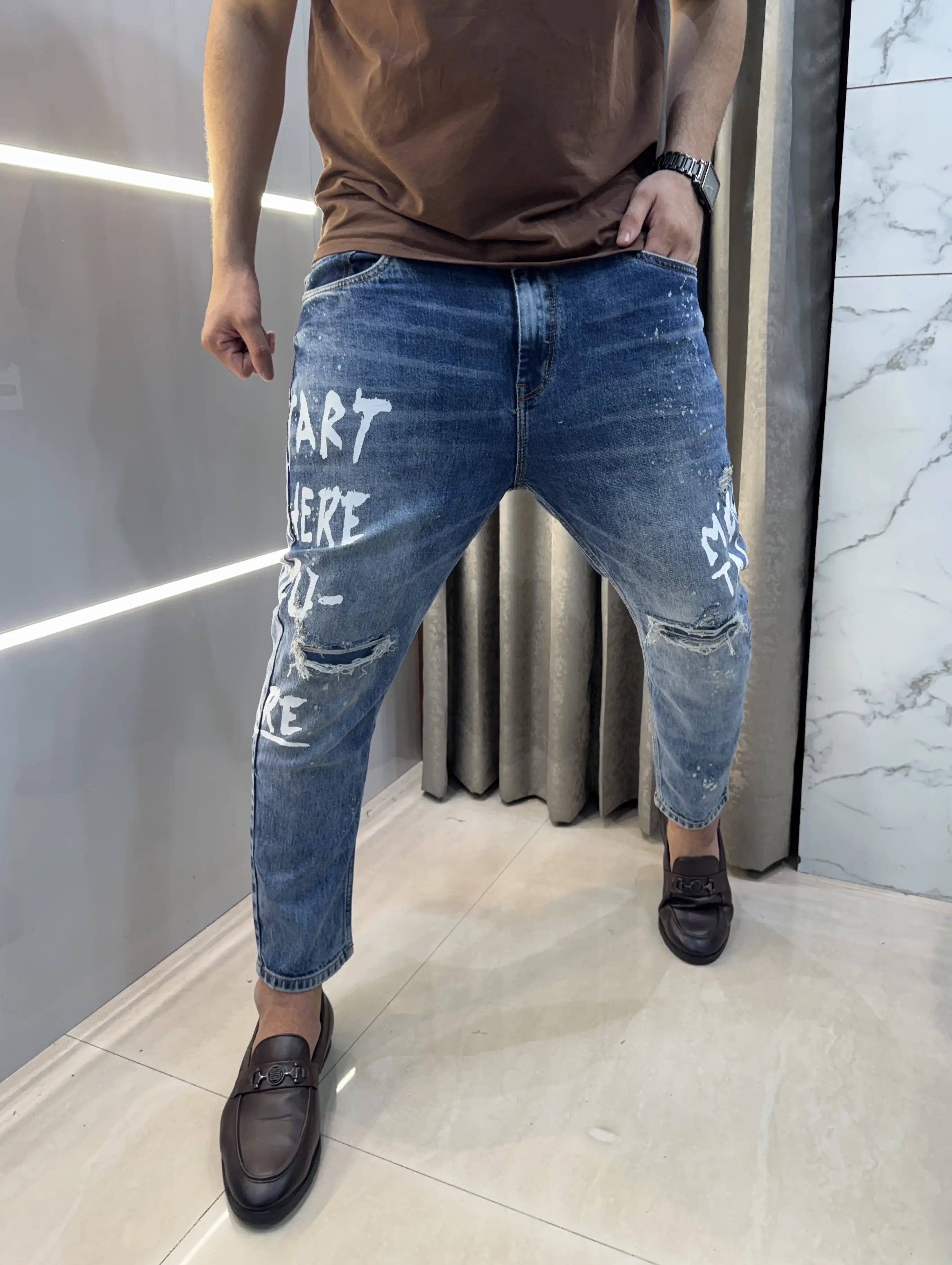 Qasbah mid Blue Designer Imported Turkey Denim