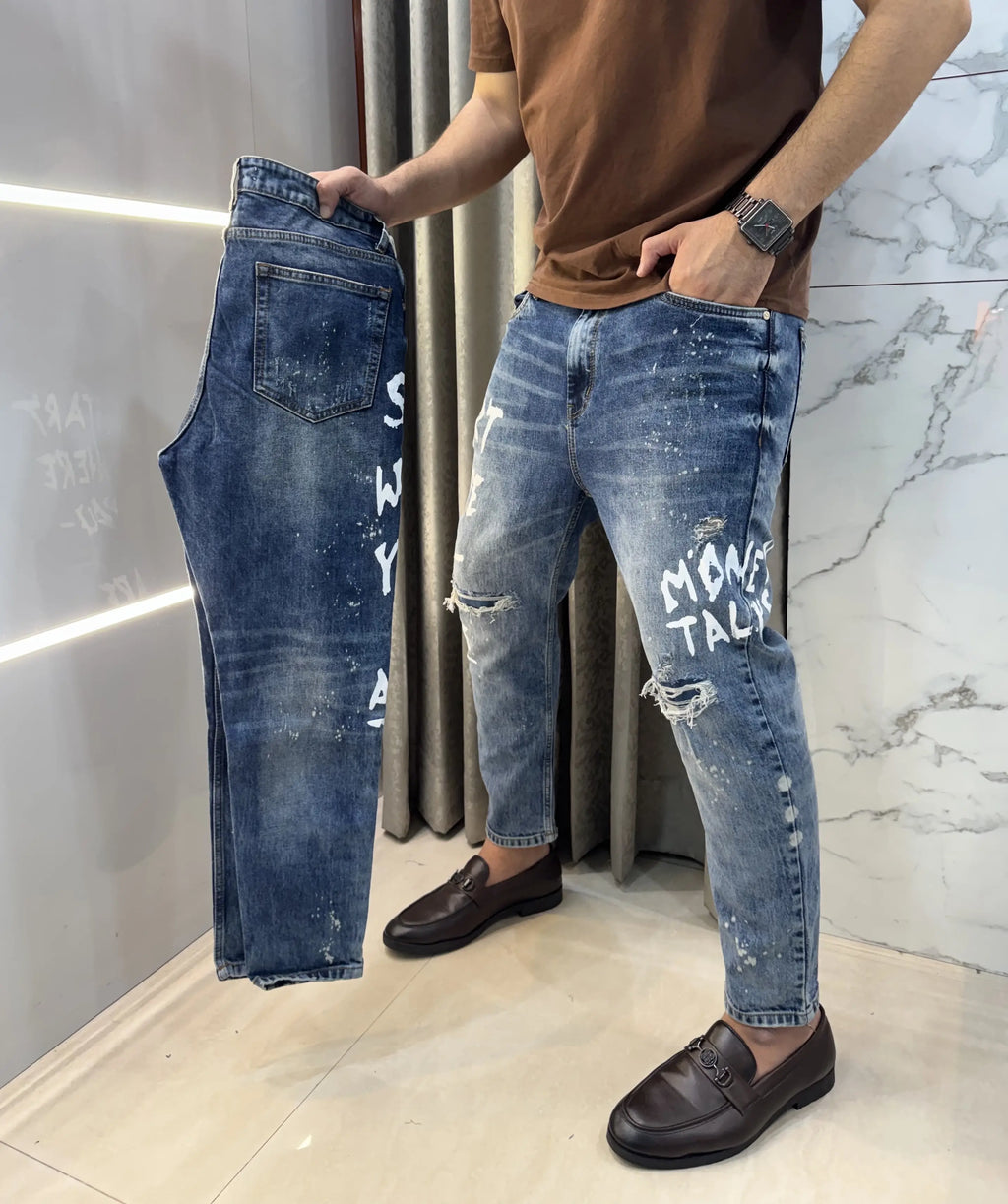 Qasbah mid Blue Designer Imported Turkey Denim