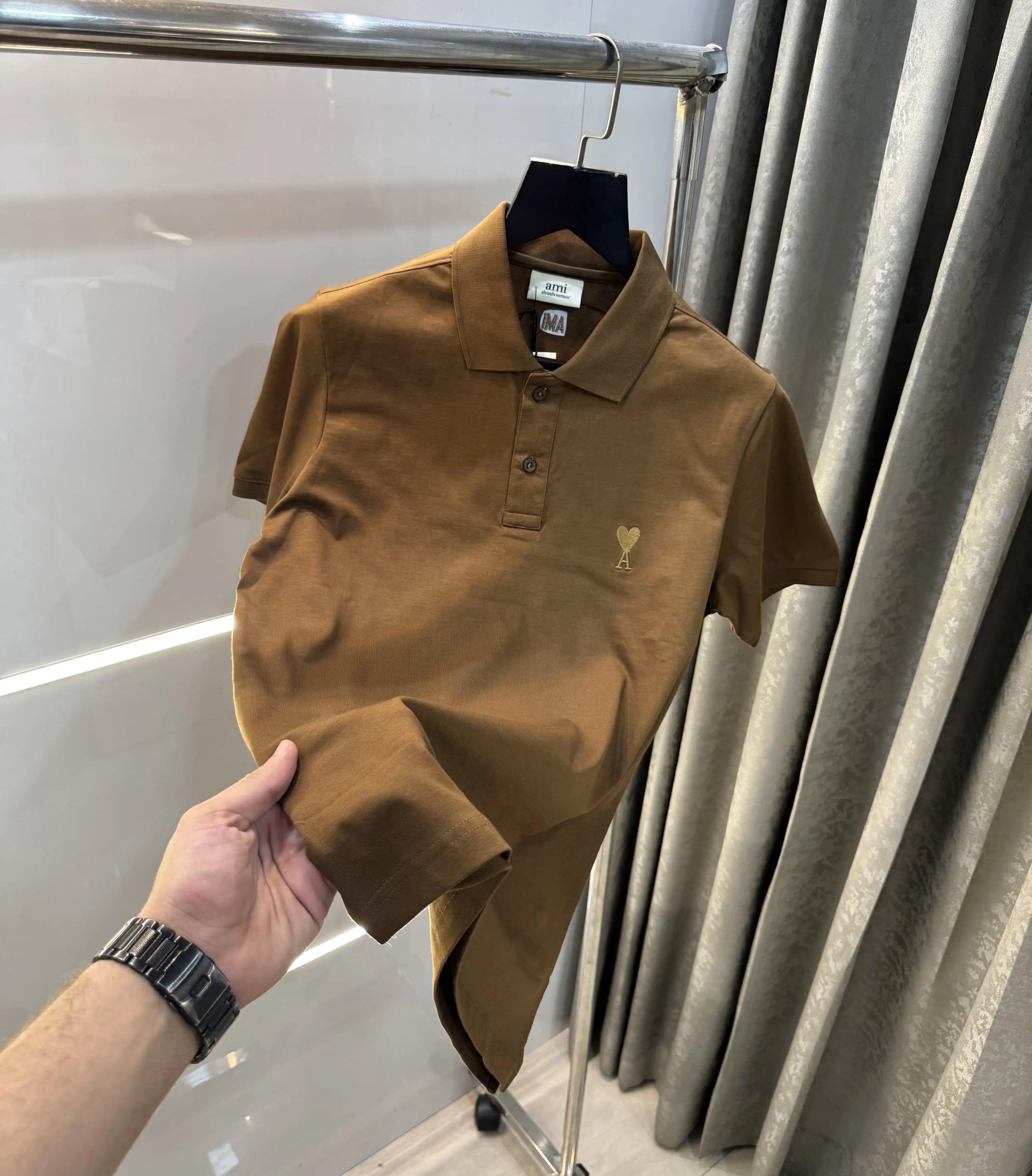 Ami paris Brown Logo Work Premium Imported T-Shirt