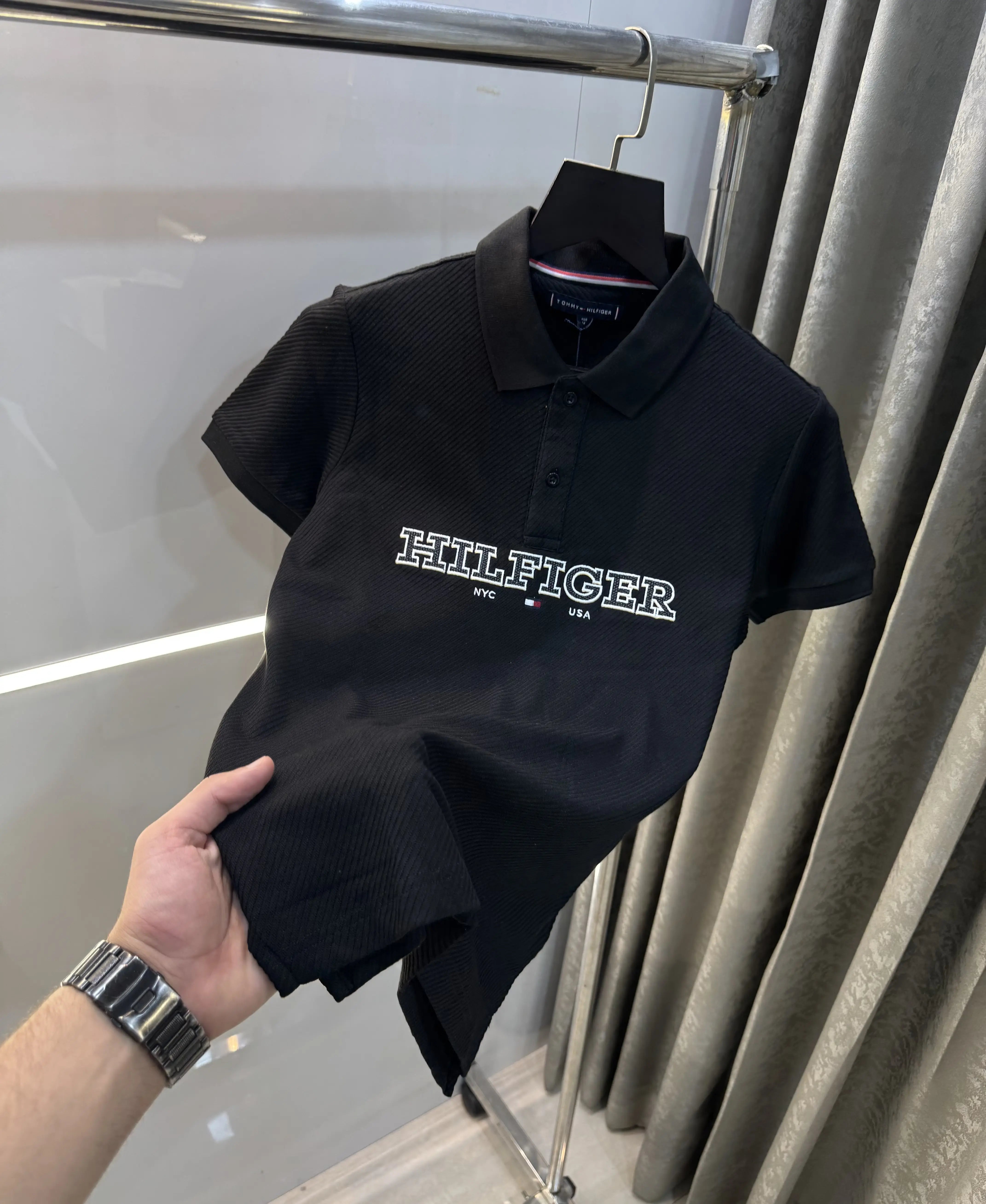 Tommy Hilfiger Black Premium Knitted Polo T-Shirt Secondary image