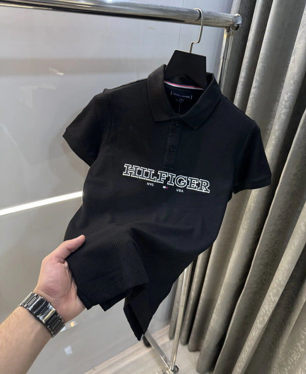 Tommy Hilfiger Black Premium Knitted Polo T-Shirt