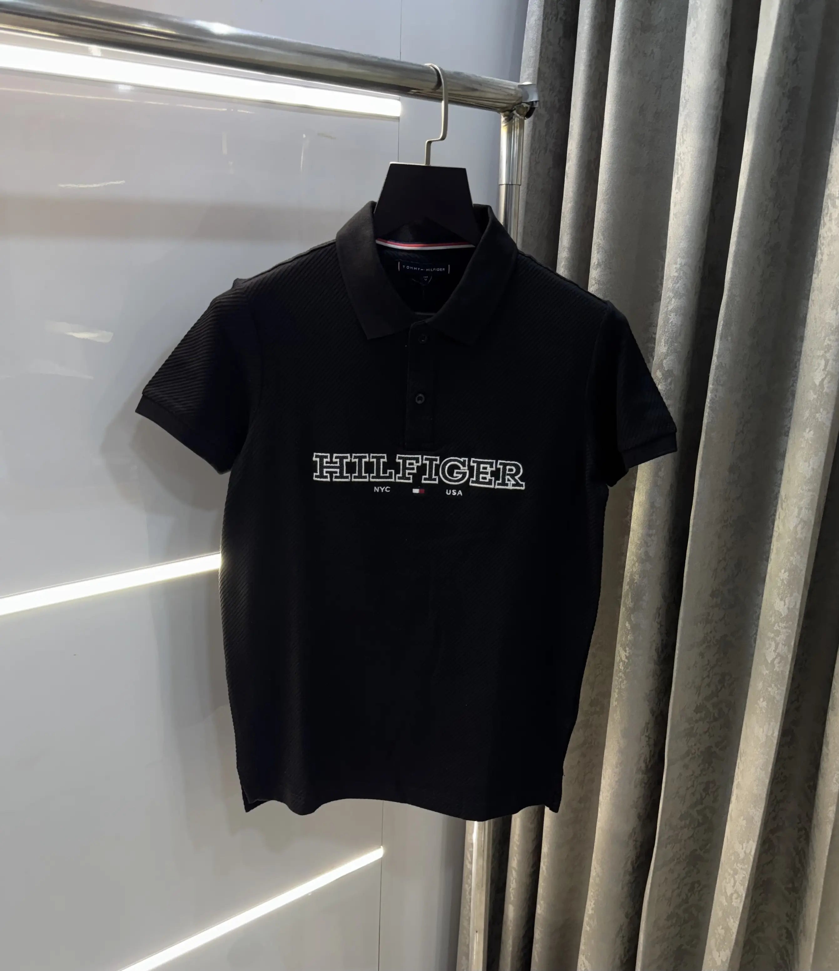 Tommy Hilfiger Black Premium Knitted Polo T-Shirt Main image