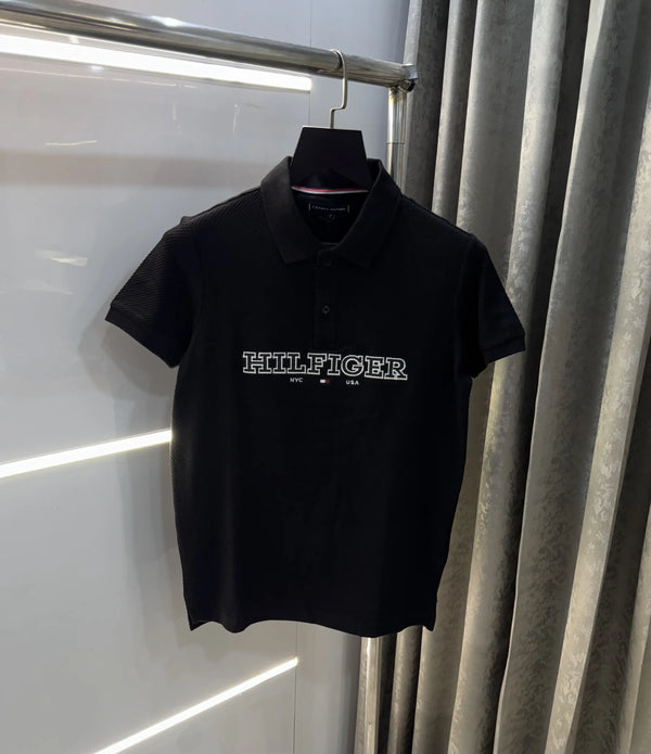 Tommy Hilfiger Black Premium Knitted Polo T-Shirt