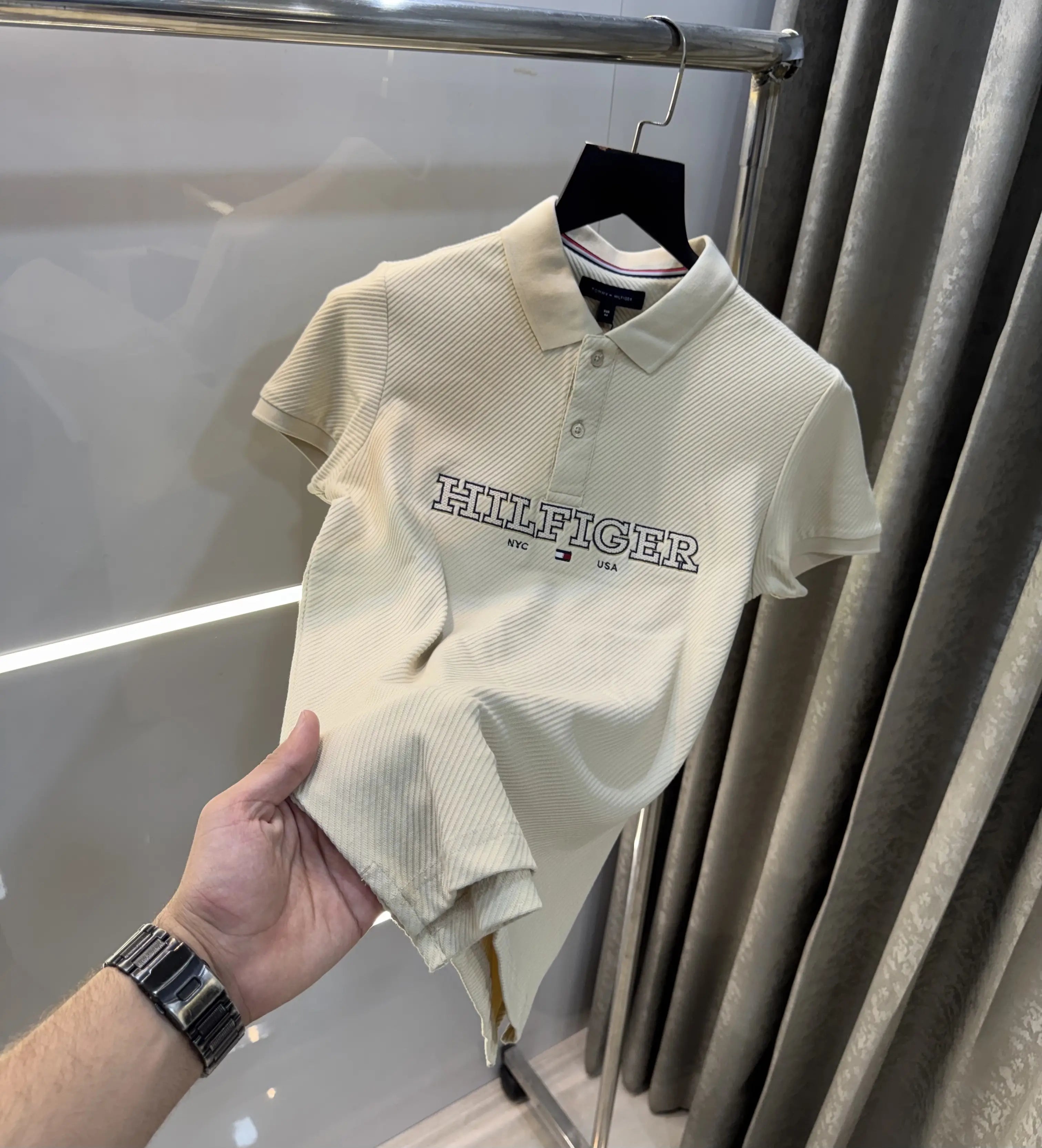 Tommy Hilfiger Beige Premium Knitted Polo T-Shirt Secondary image
