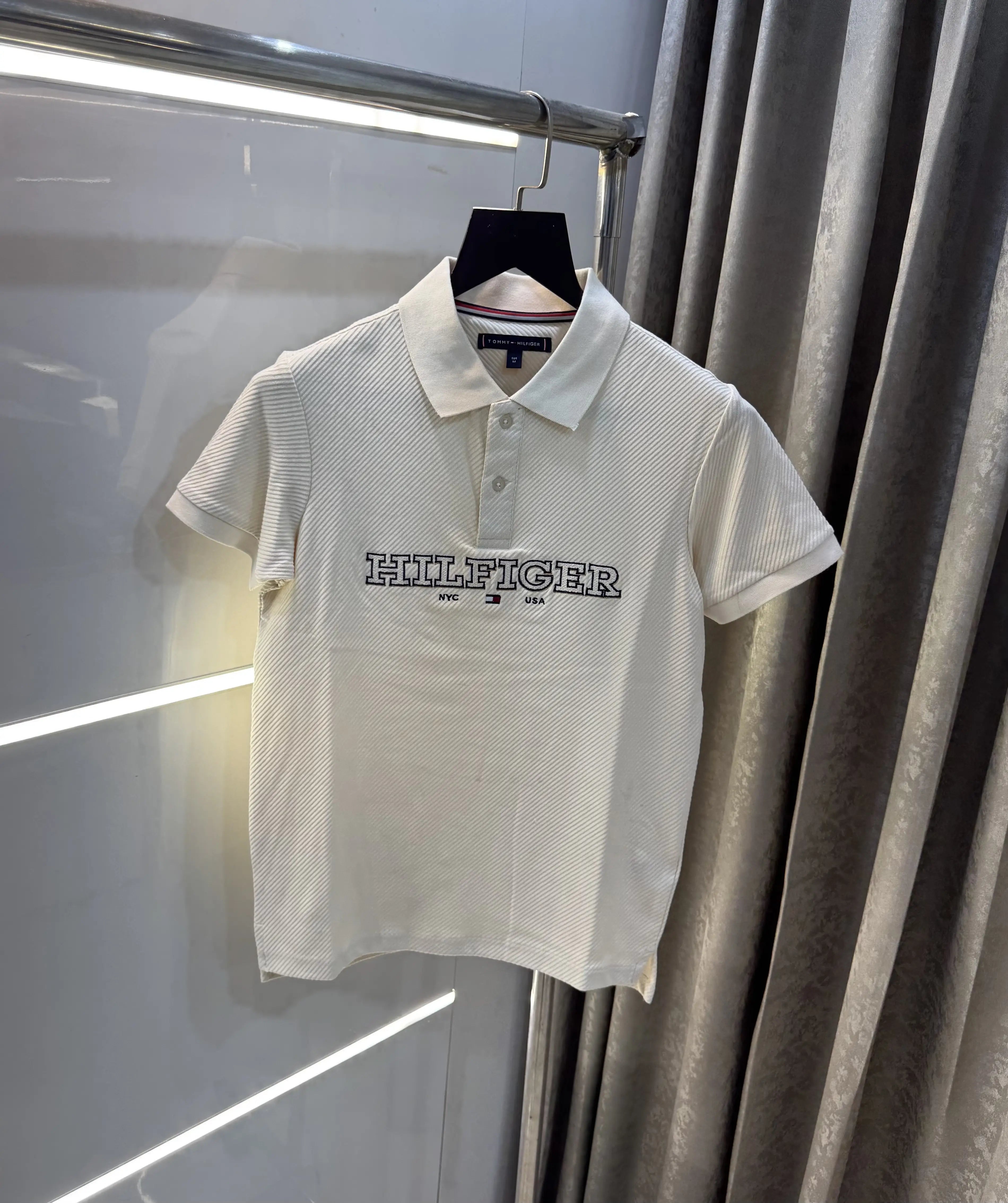 Tommy Hilfiger Cream Premium Knitted Polo T-Shirt Main image