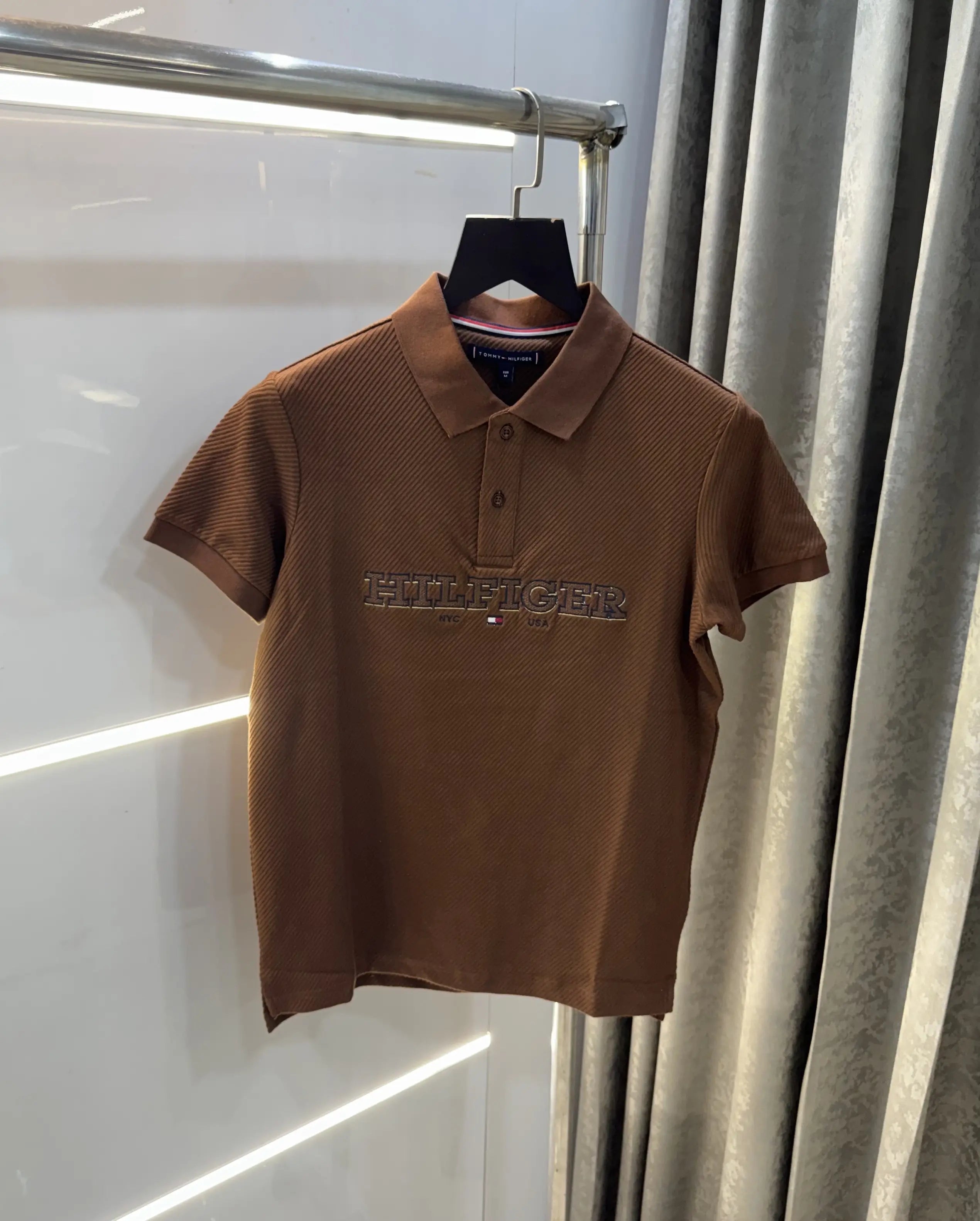 Tommy Hilfiger Brown Premium Knitted Polo T-Shirt