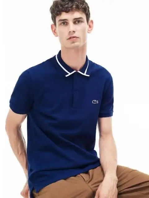 Lacost e Petrol Blue Embroidery Logo Premium Polo T-Shirt