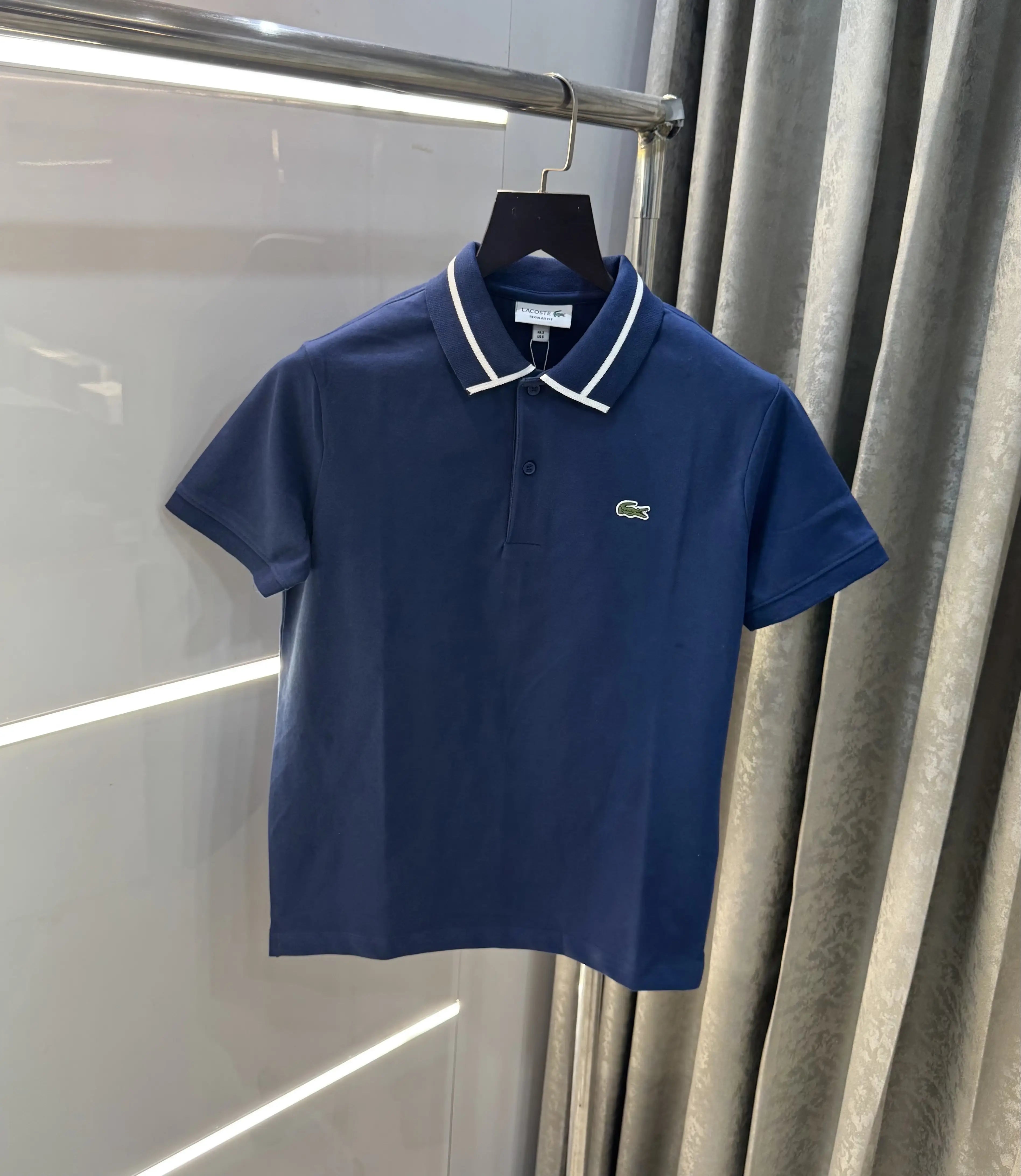Lacost e Petrol Blue Embroidery Logo Premium Polo T-Shirt