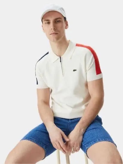 Lacost e Cream Embroidery Logo Premium Polo T-Shirt
