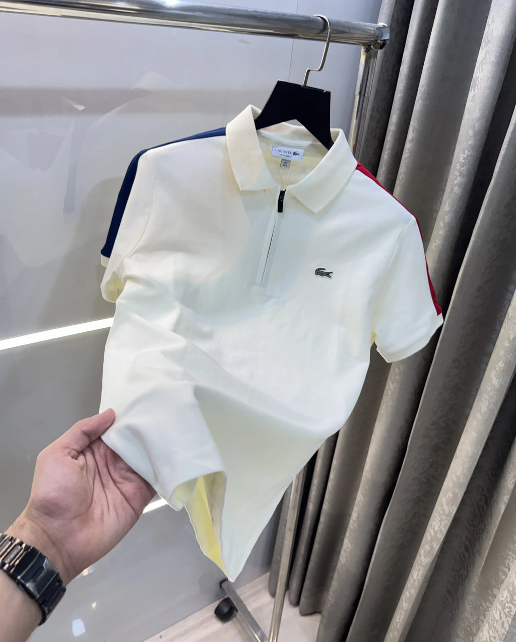 Lacost e Cream Embroidery Logo Premium Polo T-Shirt