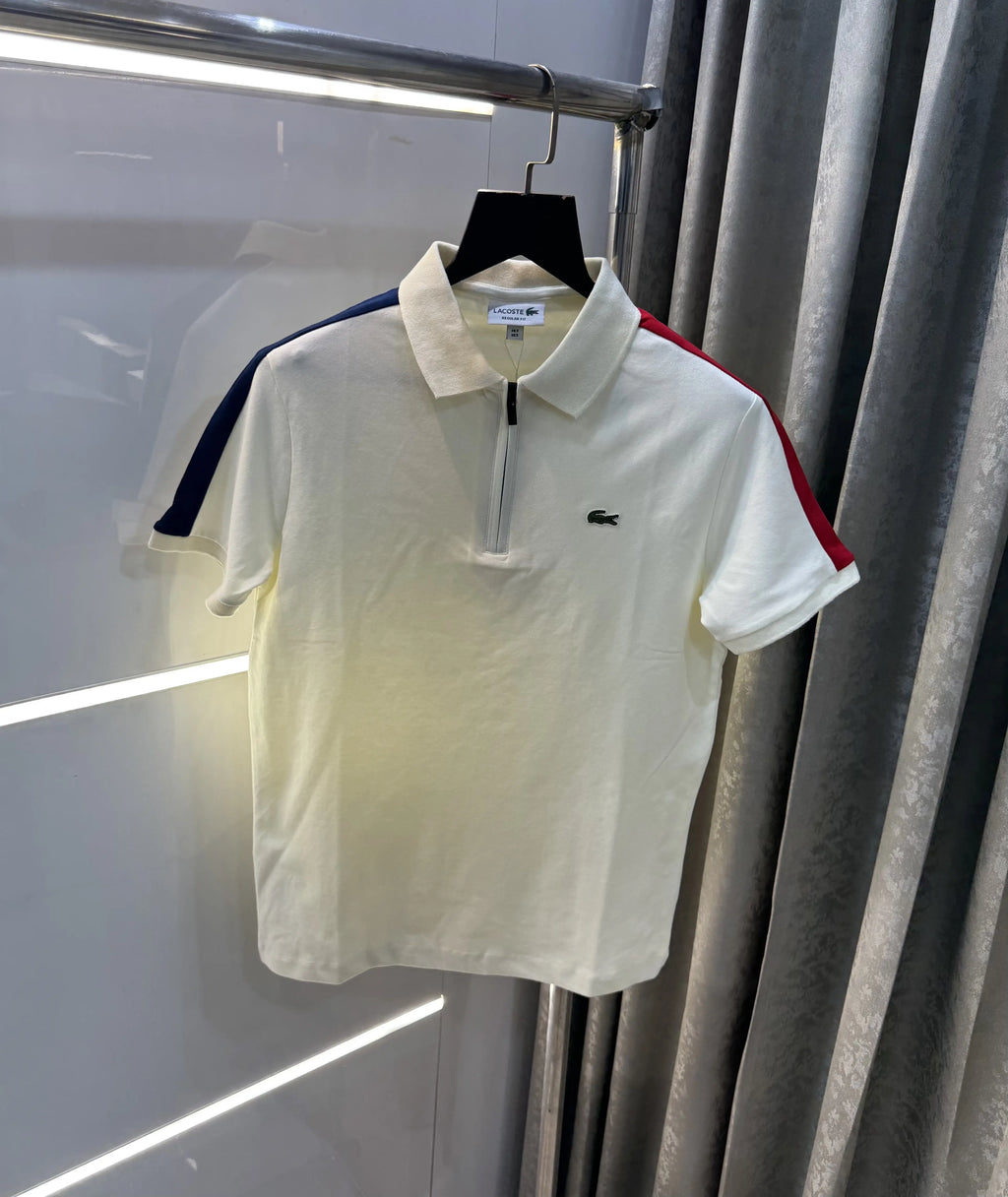 Lacost e Cream Embroidery Logo Premium Polo T-Shirt