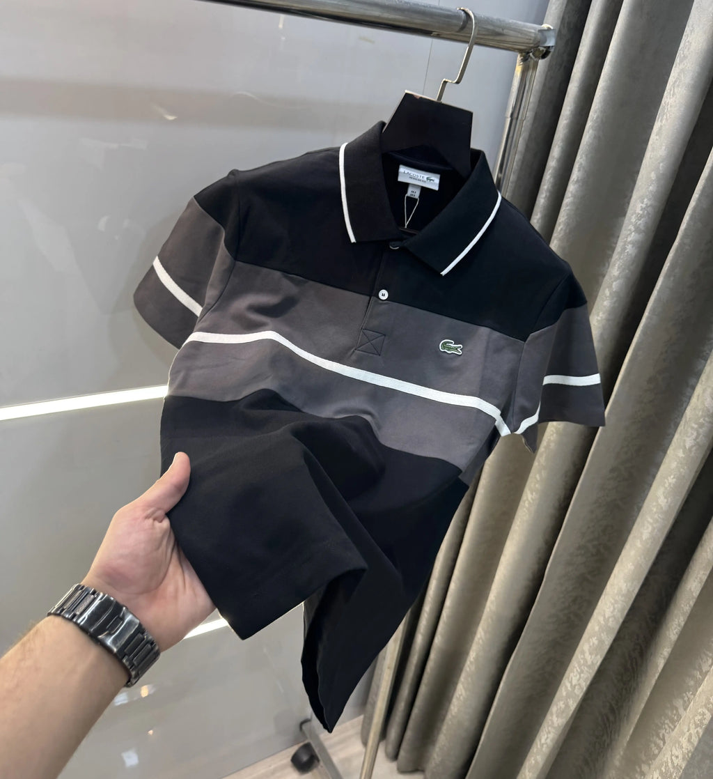 Lacost e Black Embroidery Logo Premium Polo T-Shirt
