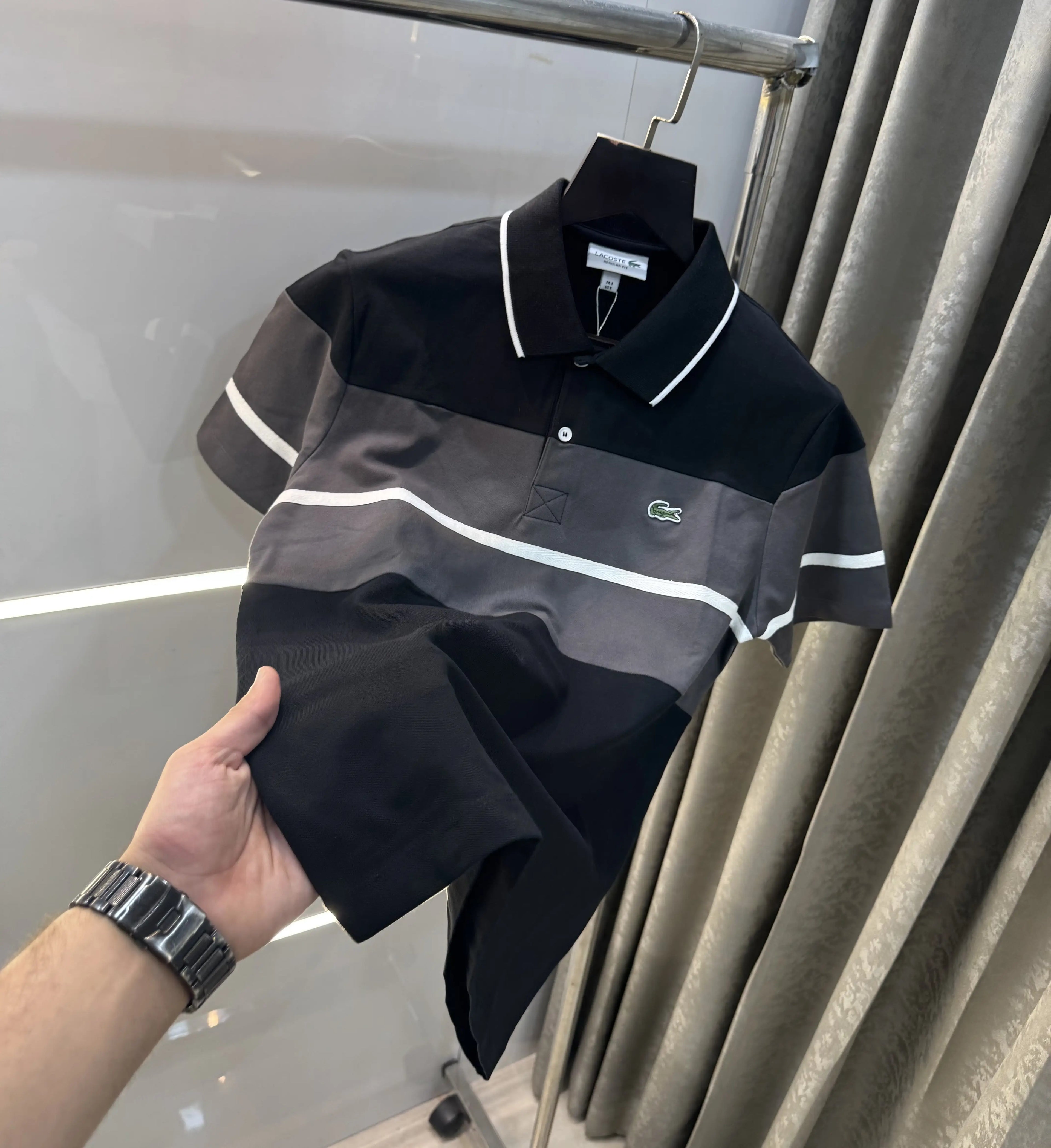 Lacost e Black Embroidery Logo Premium Polo T-Shirt