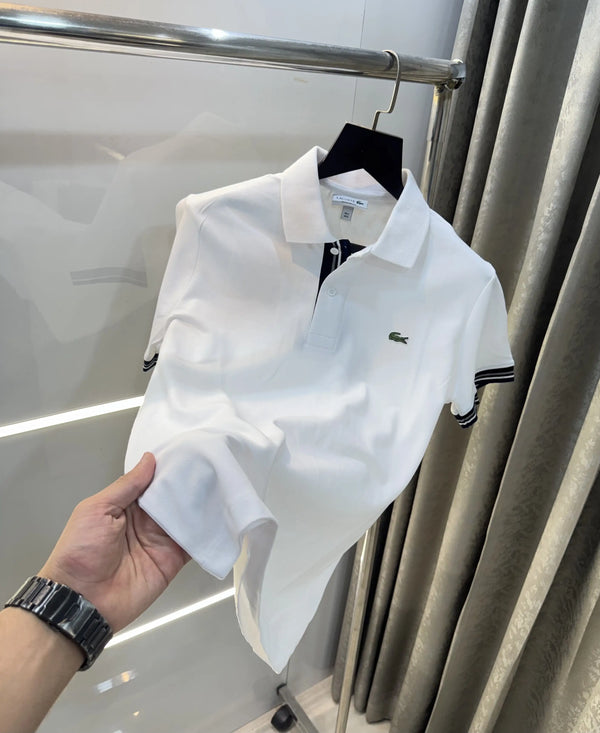 Lacost e White Embroidery Logo Premium Polo T-Shirt