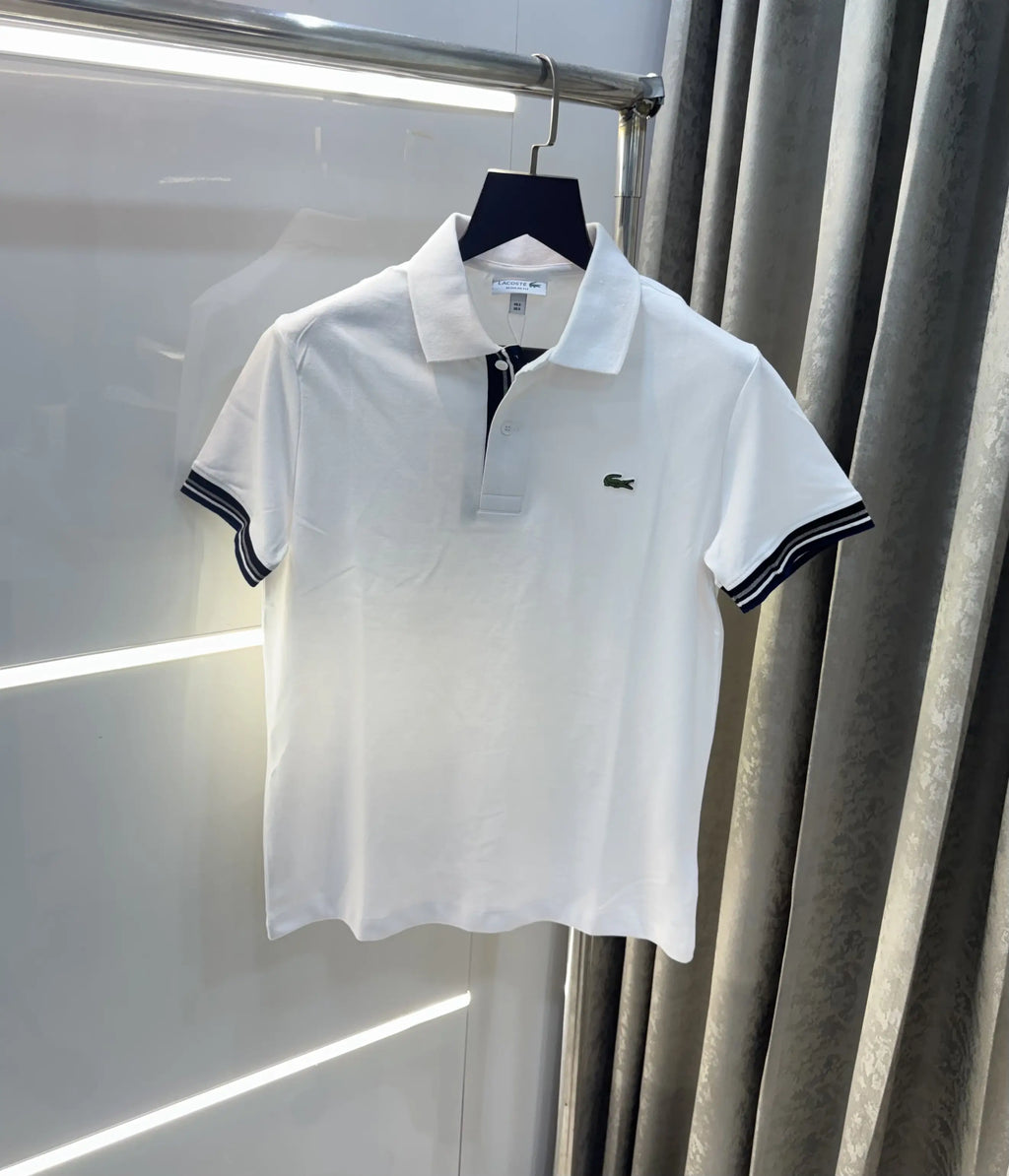 Lacost e White Embroidery Logo Premium Polo T-Shirt