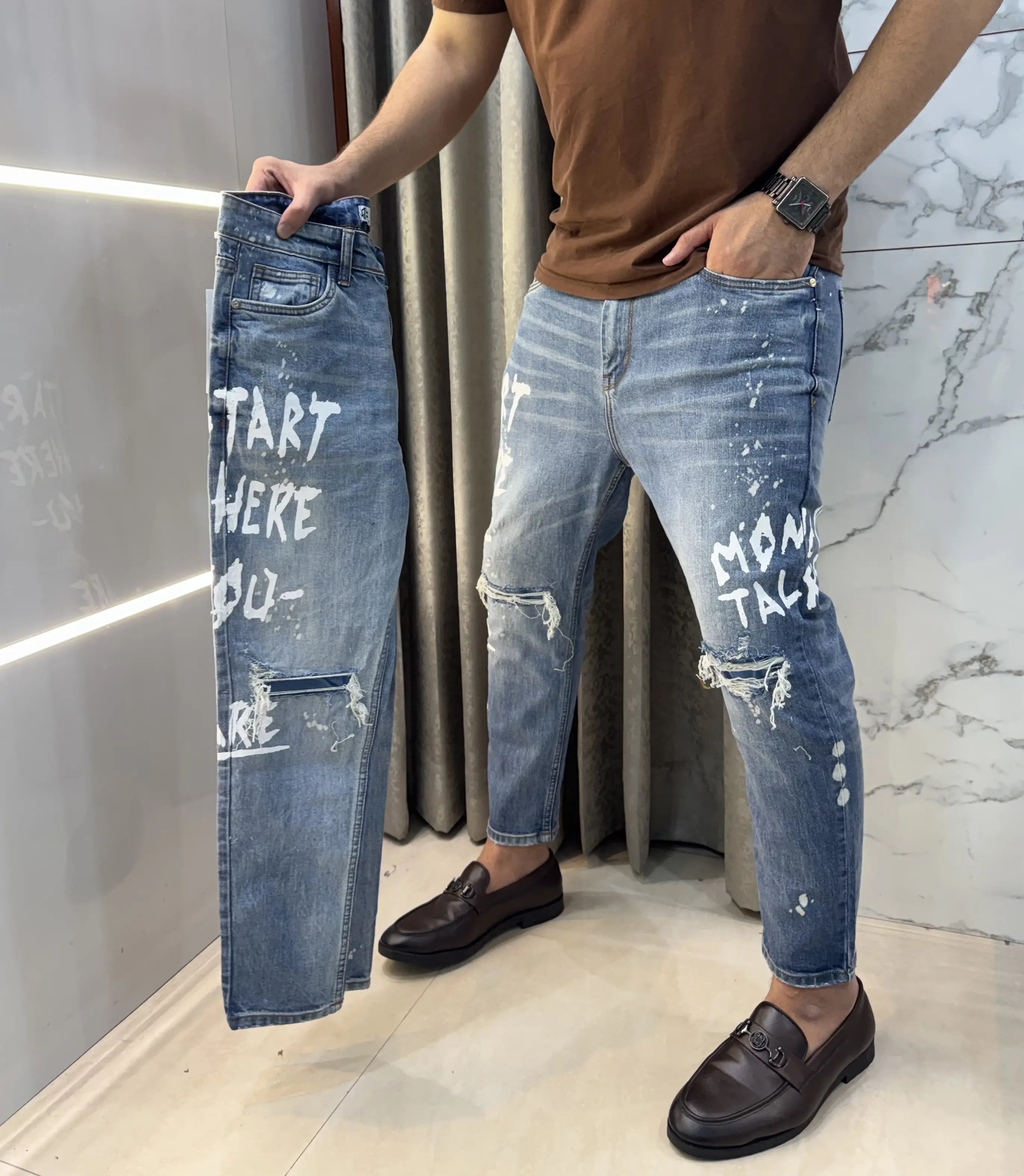 Qasbah sky Blue Designer Imported Turkey Denim Secondary image