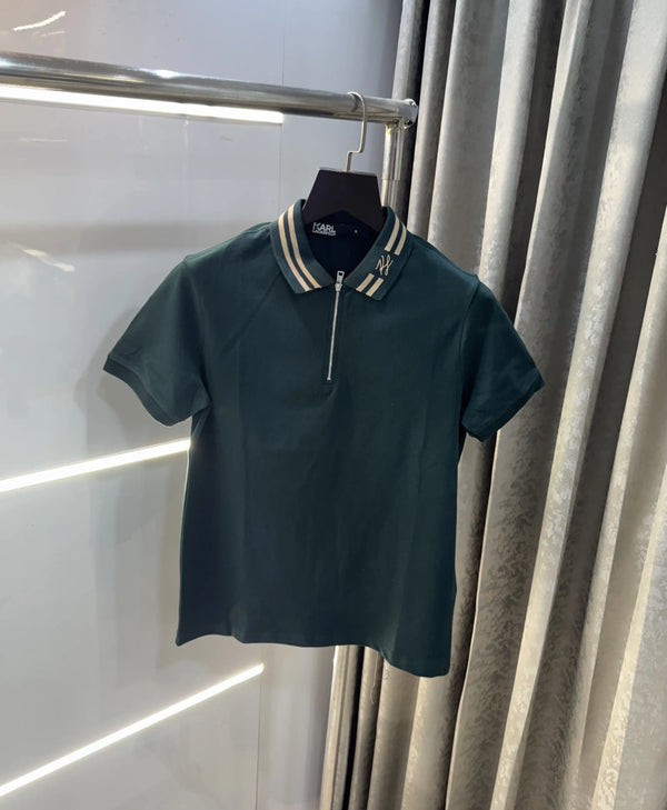 Karl Lagerfeld Bottle Green Logo Work Premium Polo T-Shirt