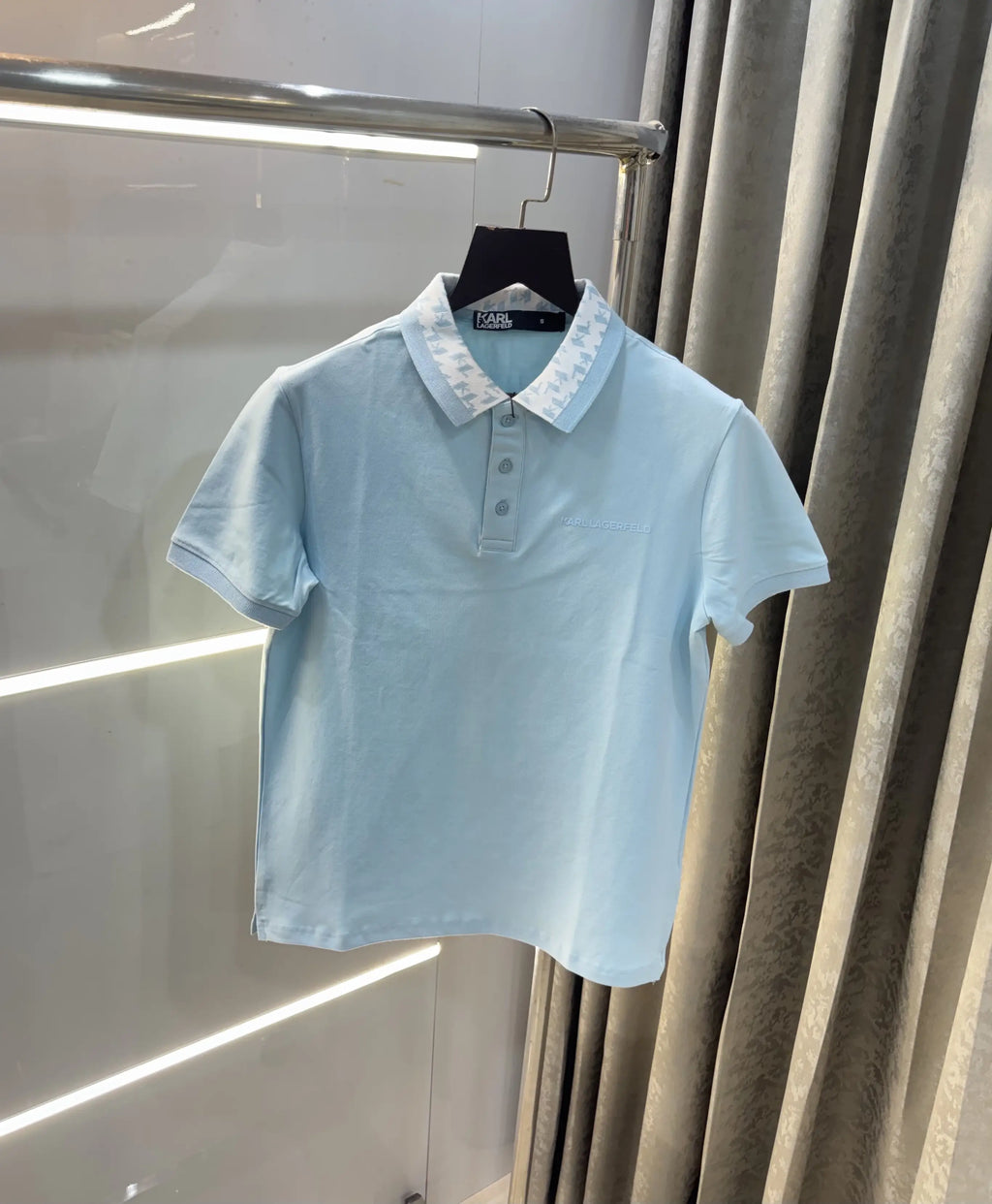 Karl Lagerfeld Sky Blue Logo Work Premium Polo T-Shirt