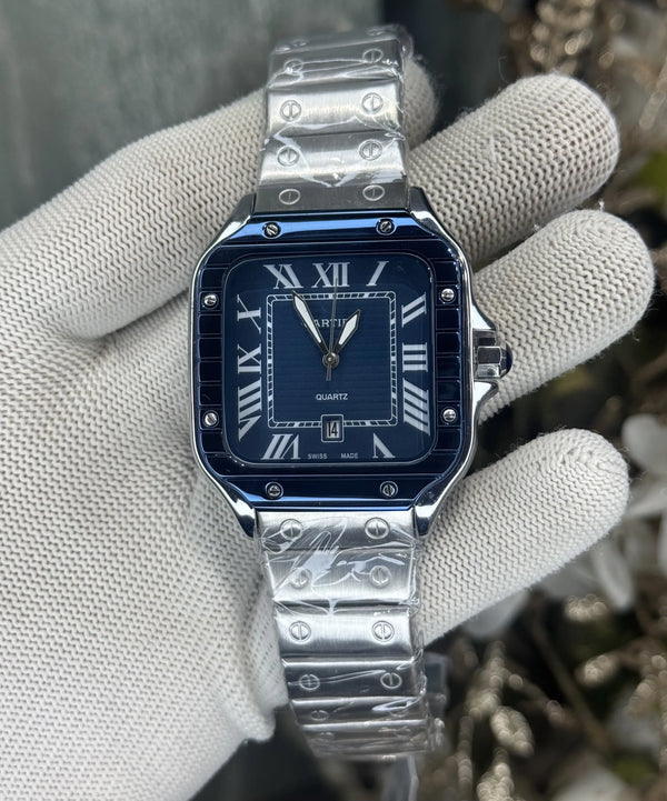 Cartie r Dumont All Blue Bezel Metal Premium Quartz Watch