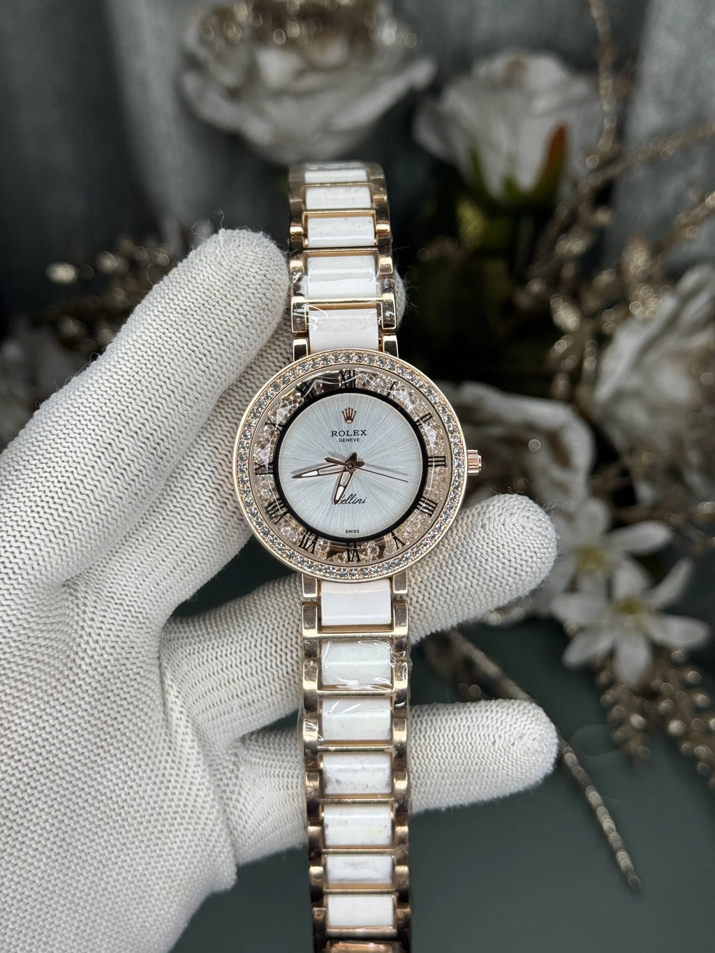 Role X Dual Tone White Dial Premium Ladies Watch